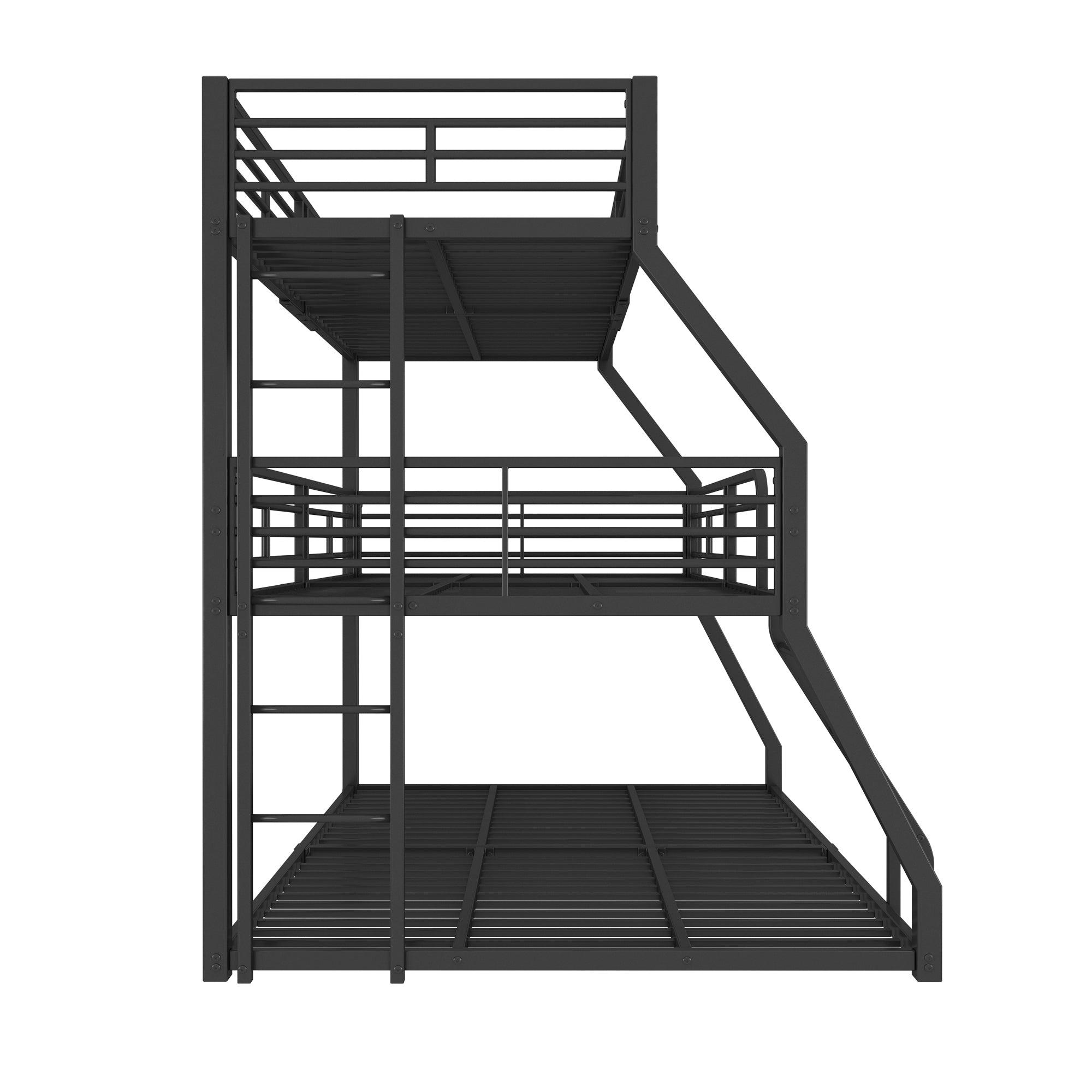 Logidon 3-persoonsstapelbed 90x200 cm metalen bedframe zwart
