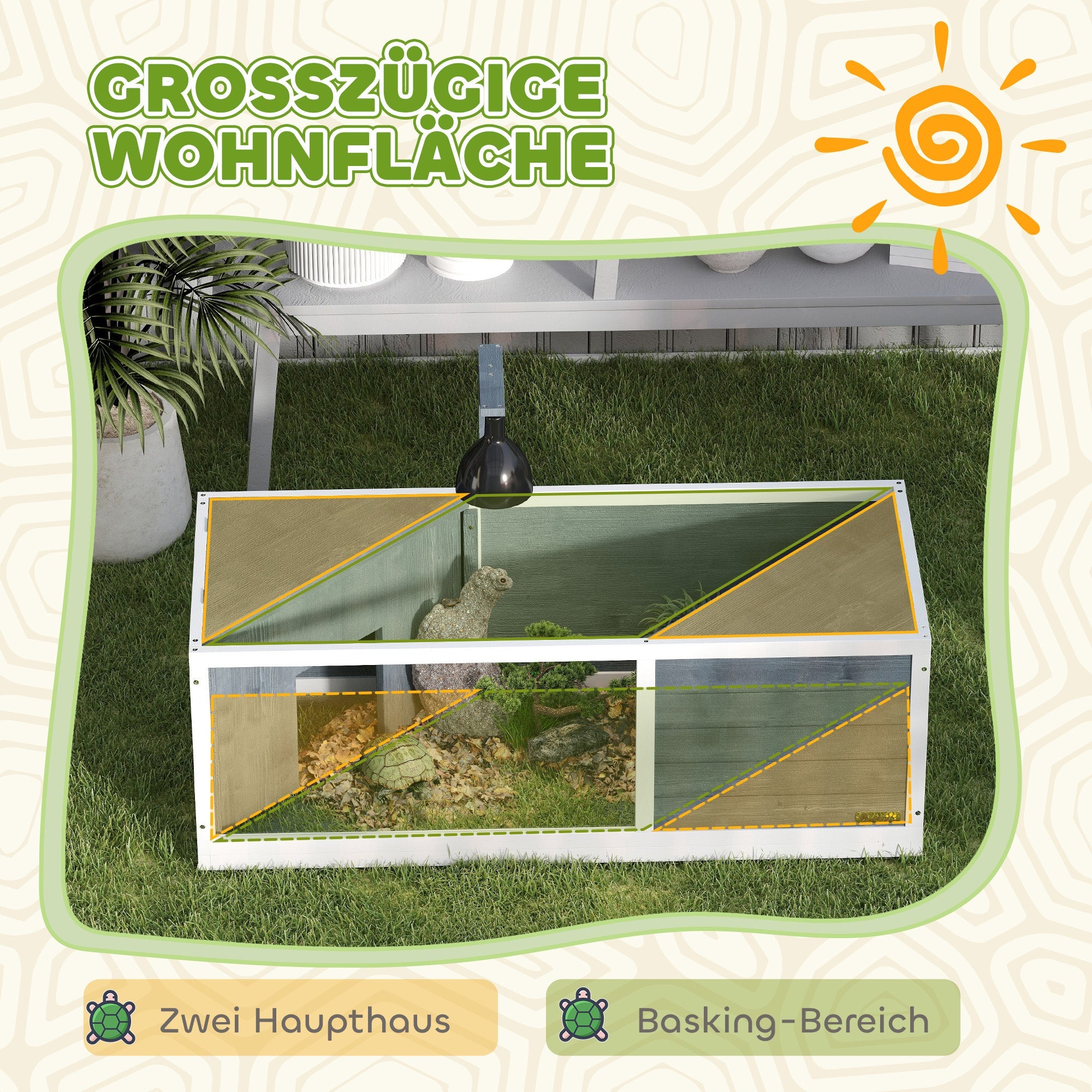 Logidon Schildpaddenhuis Hout Grijs 120x50x40 cm Twee hoofdhuizen