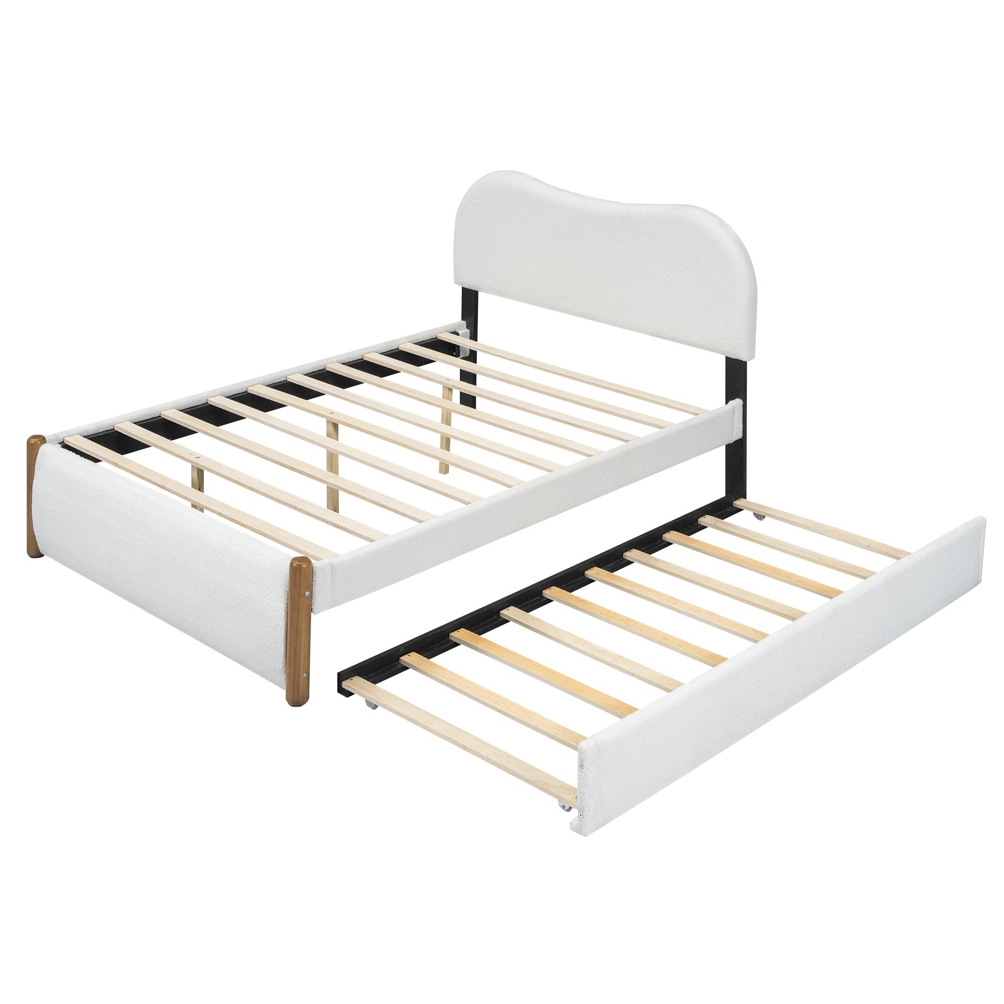 Logidon vlakbed 140x200 gestoffeerd bed uitschuifbaar onderschuifbed wit