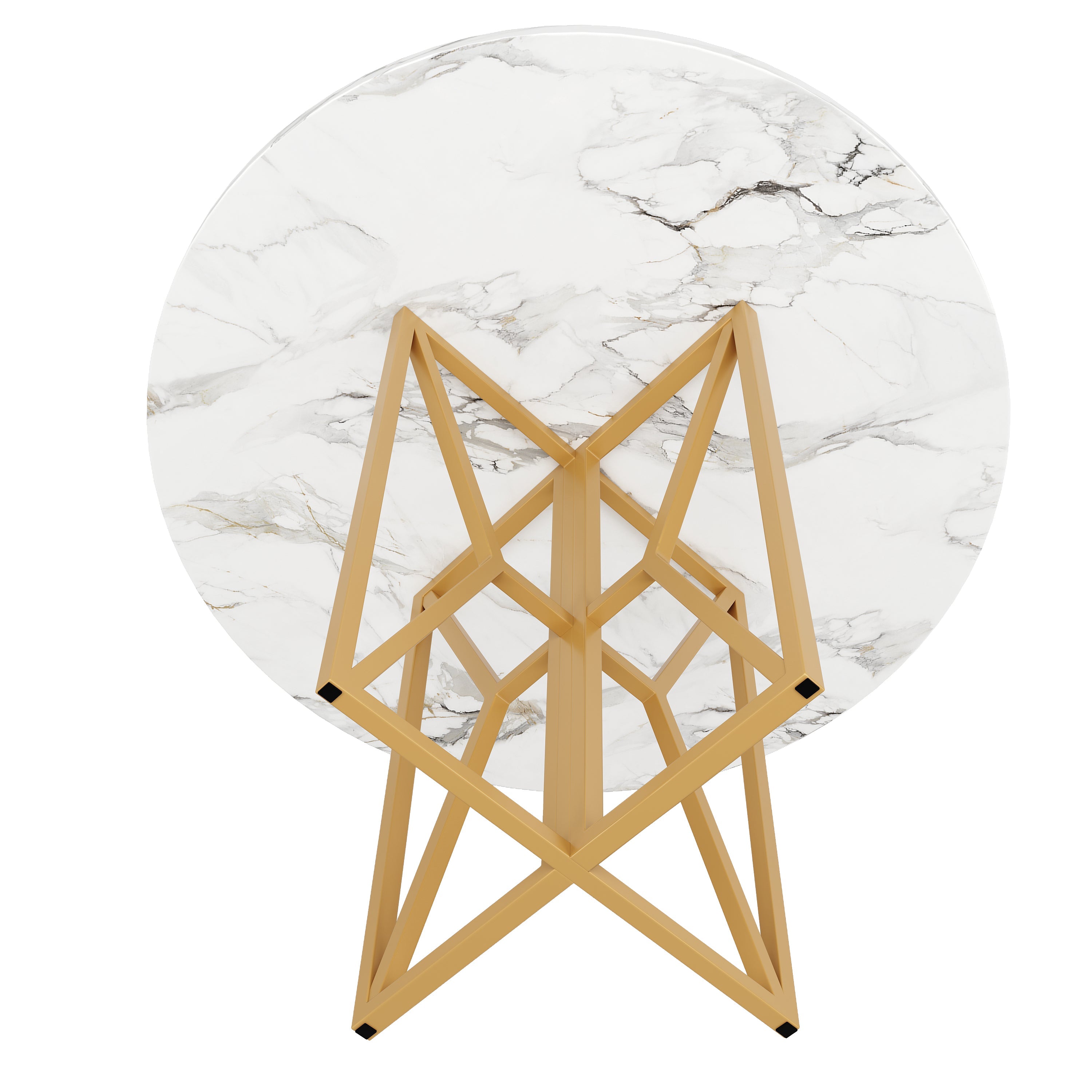 Logidon ronde eettafel 80x80 cm marmerlook gouden poten 4-6 personen