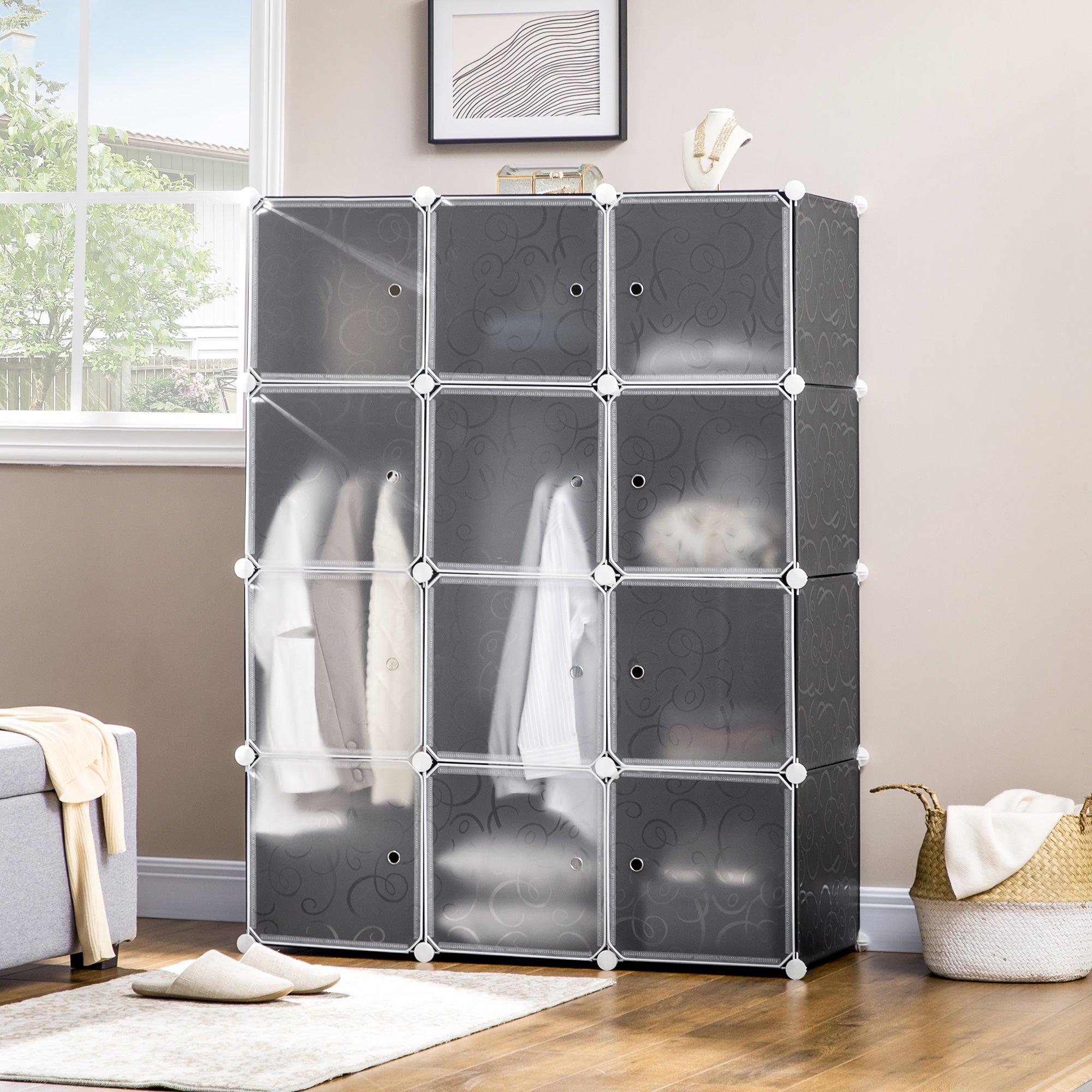 Logidon kledingkast insteekreksysteem zwart wit 111x47x145 cm