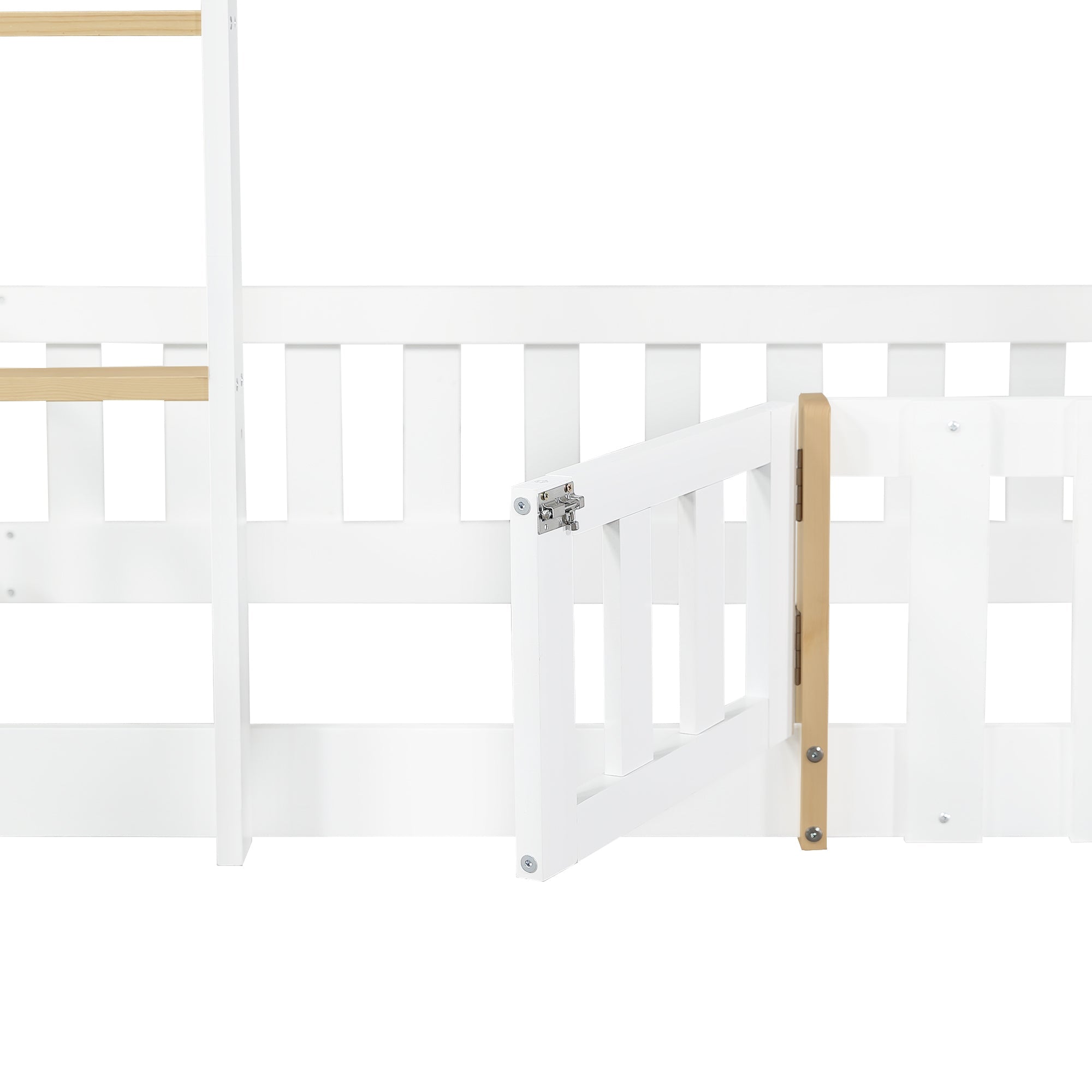 Logidon stapelbed met dakvorm en glijbaan 90x200 cm wit naturel