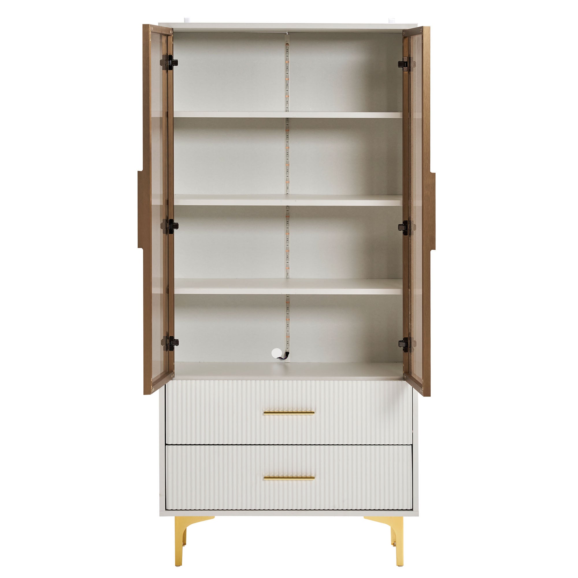 Logidon Elegant White Glass Display Cabinet 70x35x150 cm Teal Glass Doors
