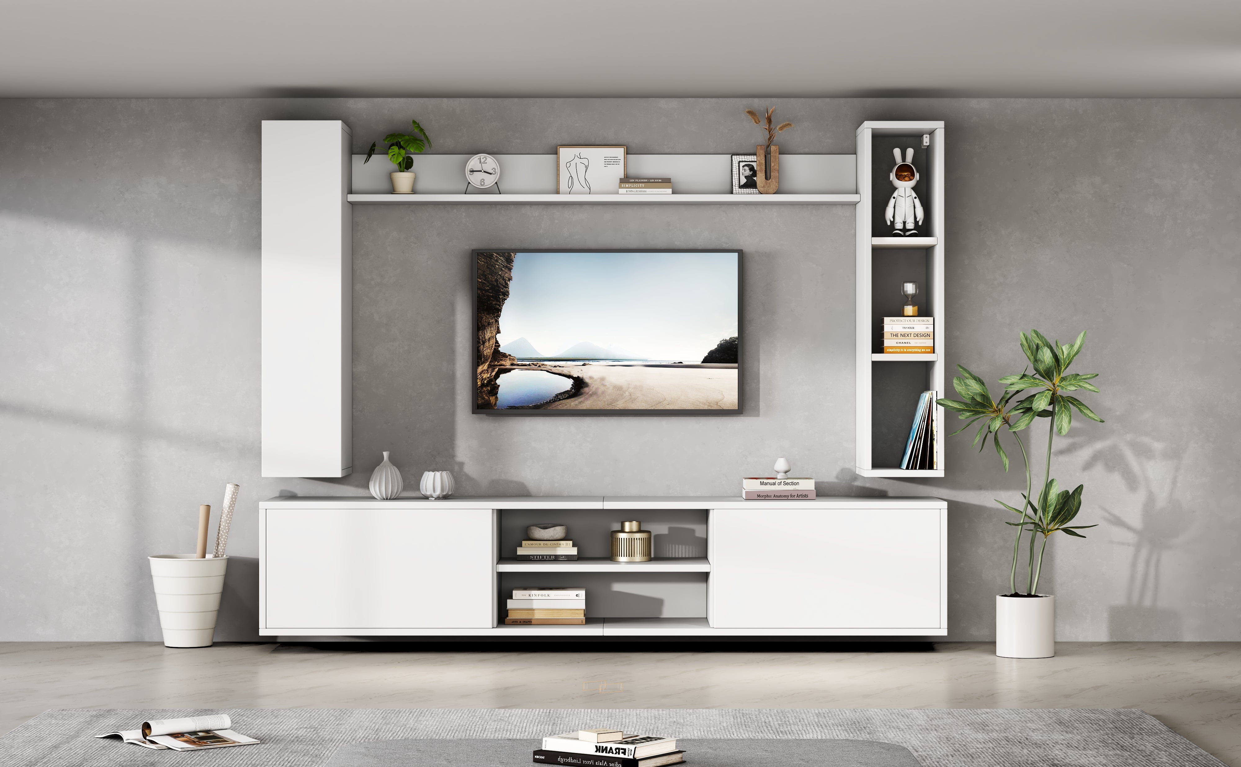 Logidon TV wandmeubel wit 180x35x33,5 cm compleet 4 delen