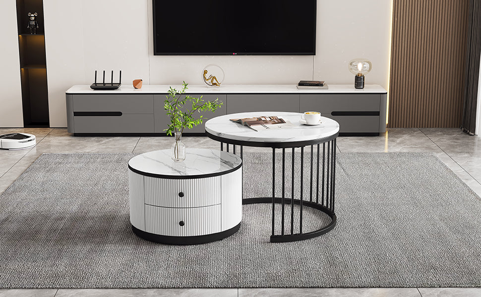 Logidon Elegante salontafelset in nestvorm wit 60x60 en 50x50