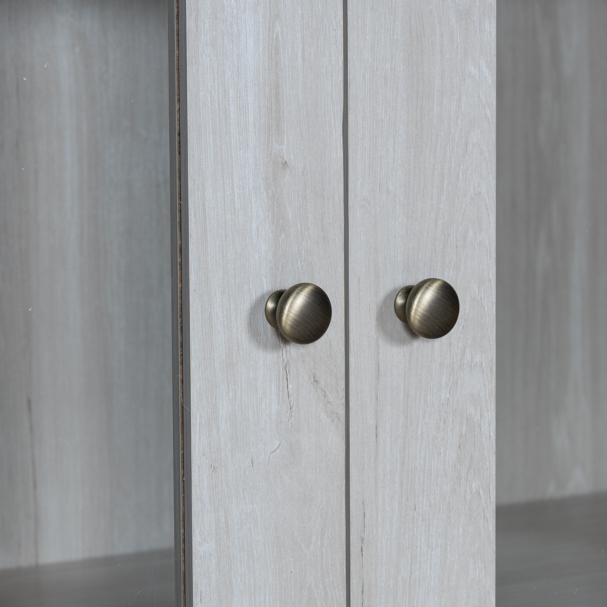 Logidon Modern highboard 80x34x171 cm wood look glass doors copper handles