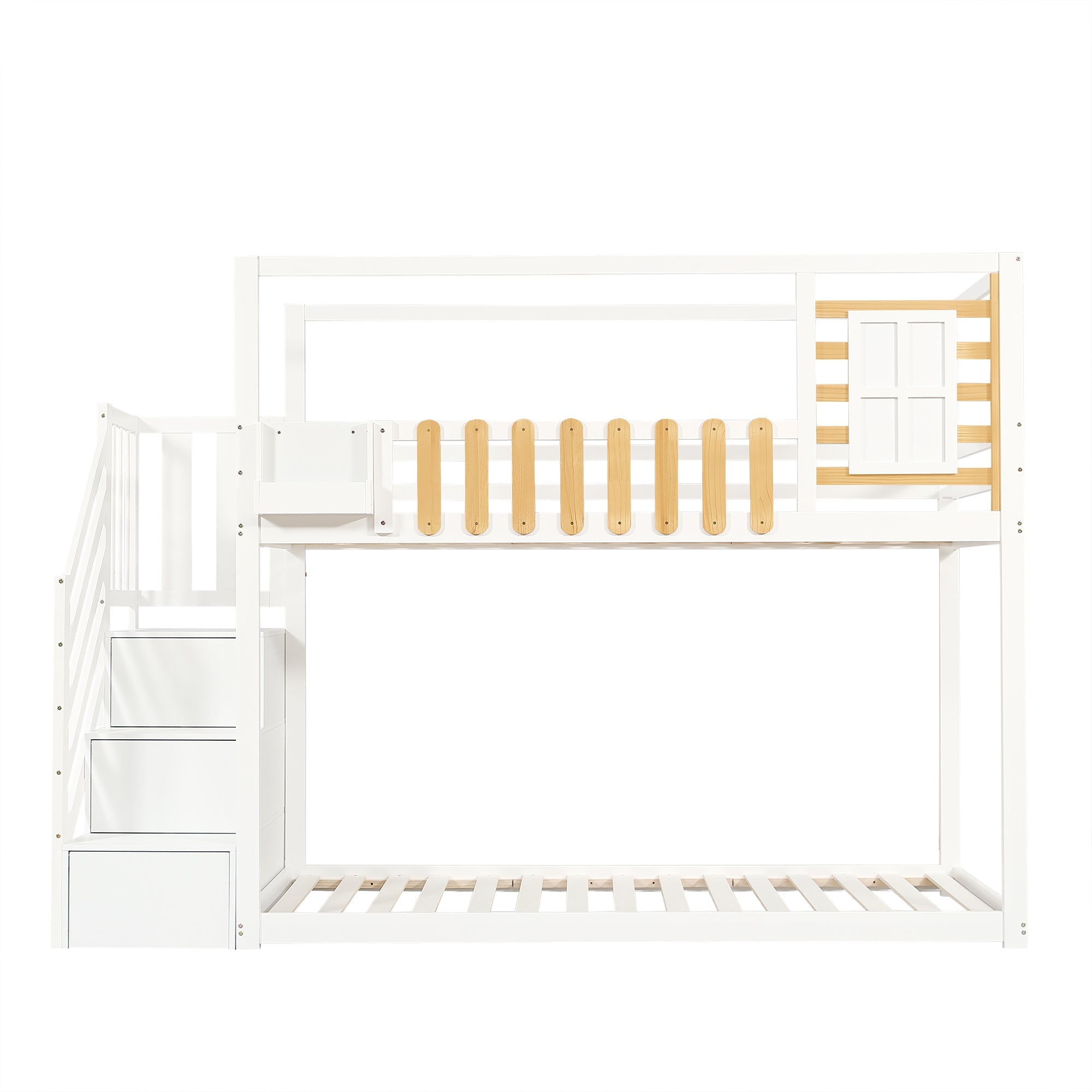 Logidon stapelbed 90x200 cm wit met trapraam en plankenkast