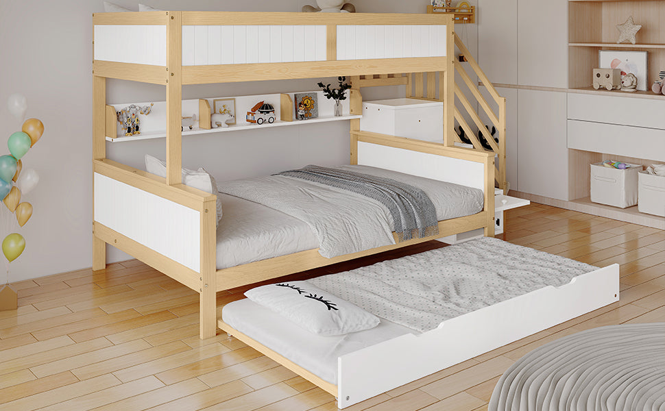 Logidon stapelbed naturel raster hoektrap onderschuifbed 90x200 120x200