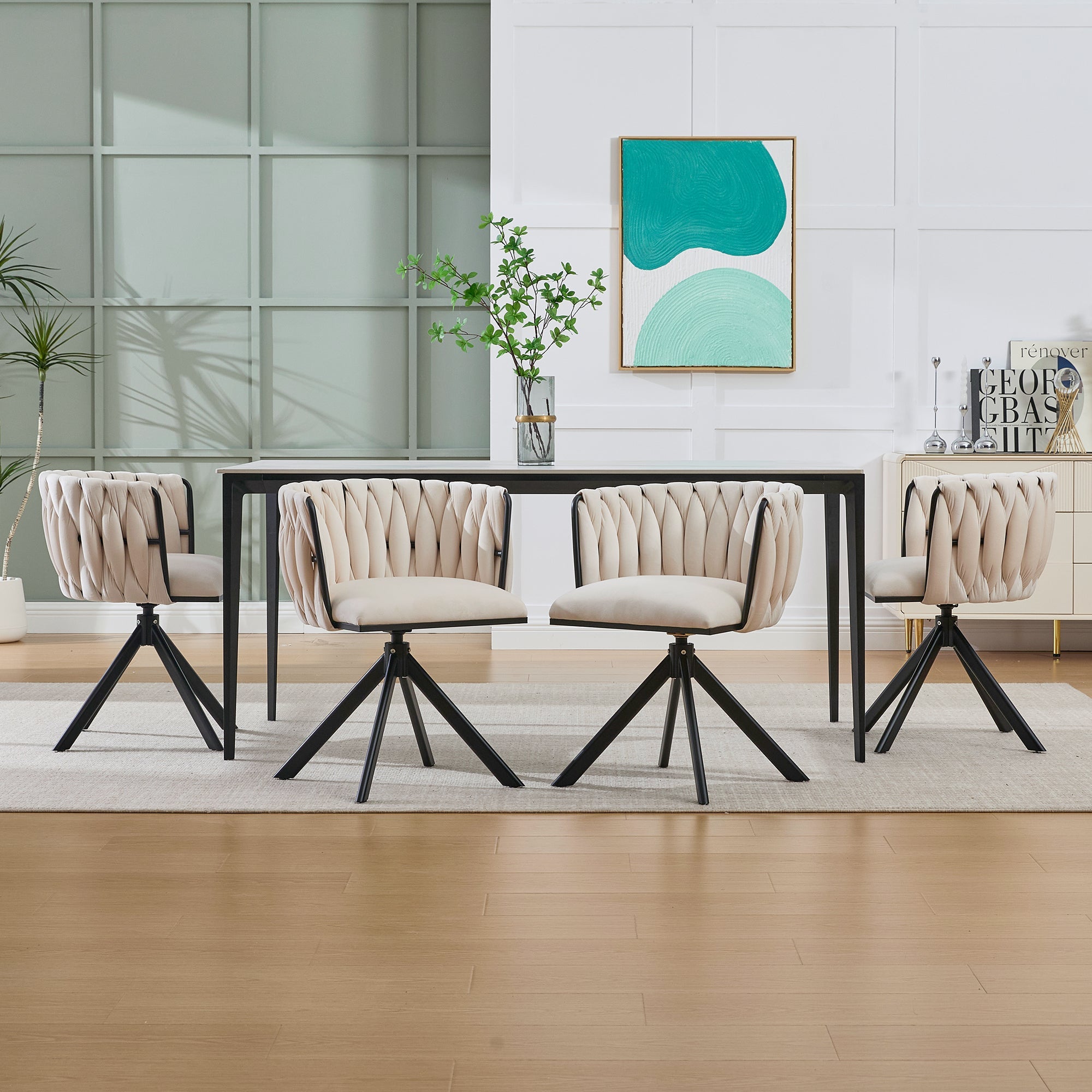 Logidon velours fauteuils met 180 graden draaifunctie, set van 2 Ivoor