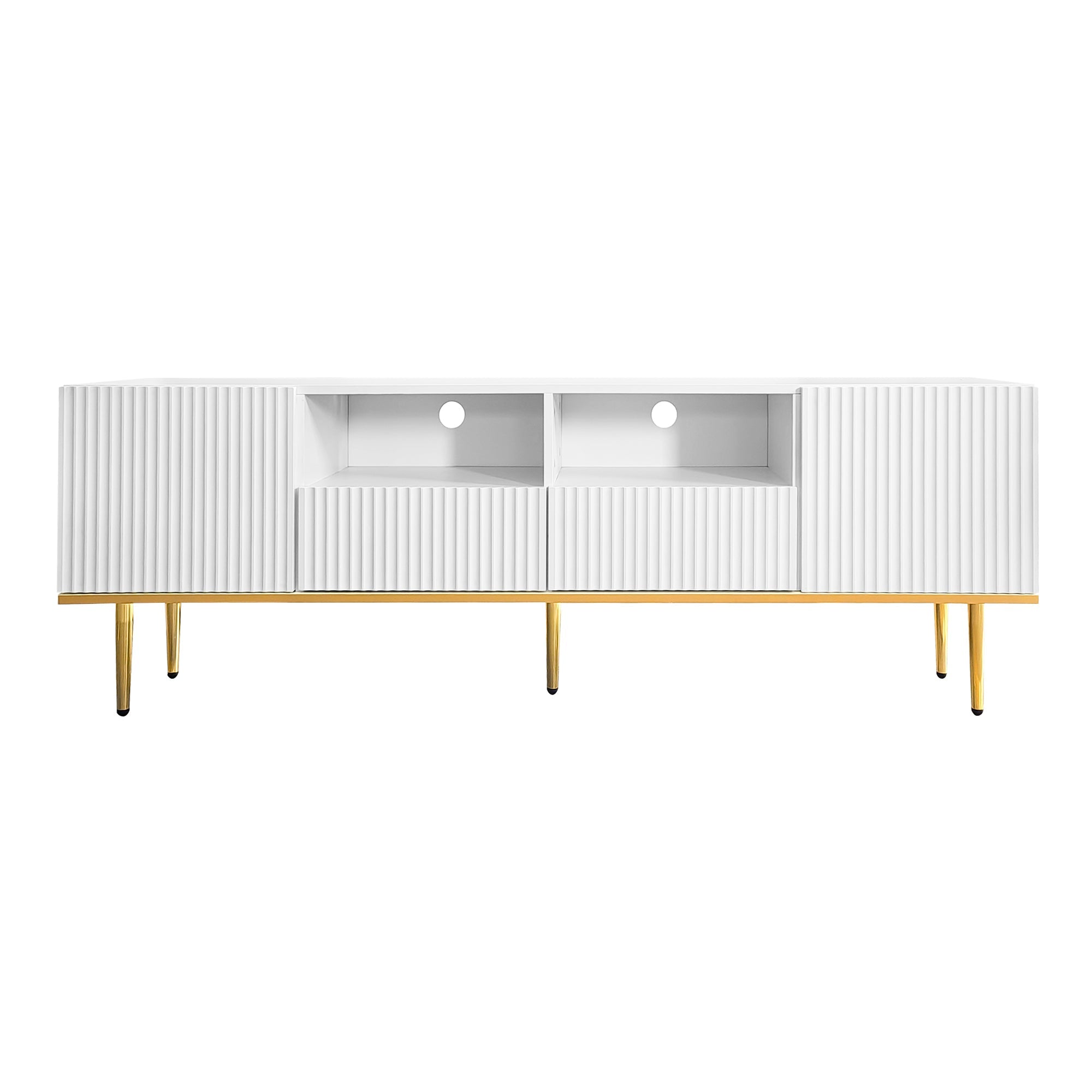 Logidon Modern tv-meubel wit met gouden poten en gouden bies