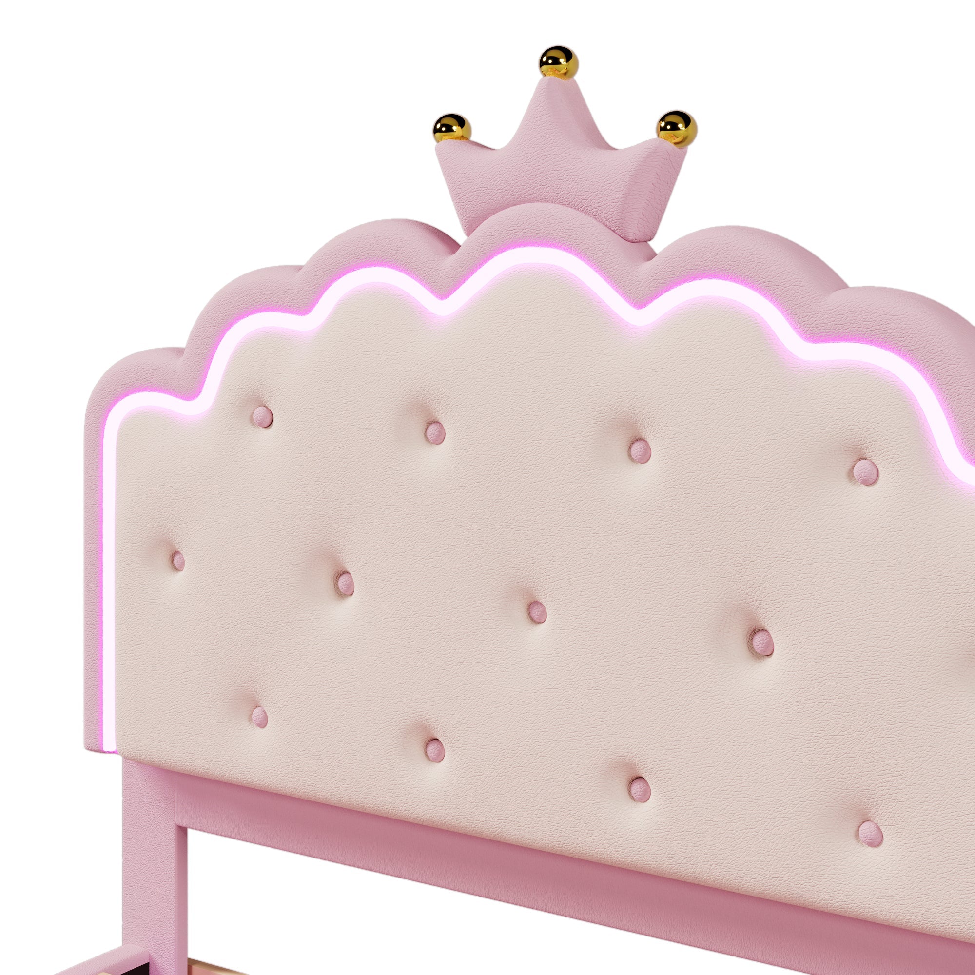 Logidon gestoffeerd bed 140x200 roze met lattenbodem LED-verlichting
