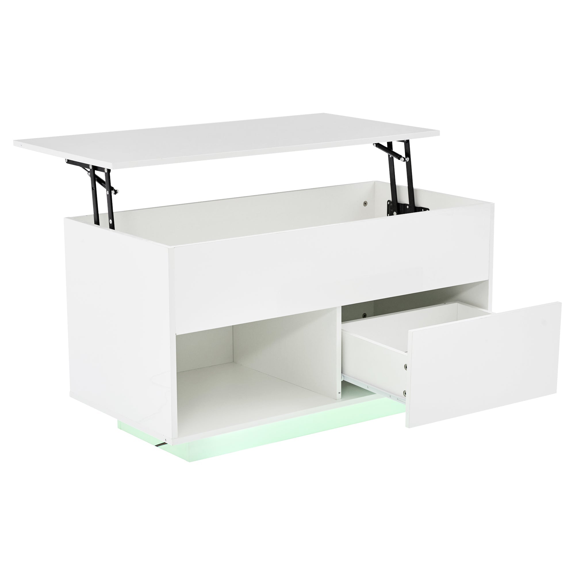 Logidon hoogglans hefsalontafel 100 x 50 cm witte LED-verlichting