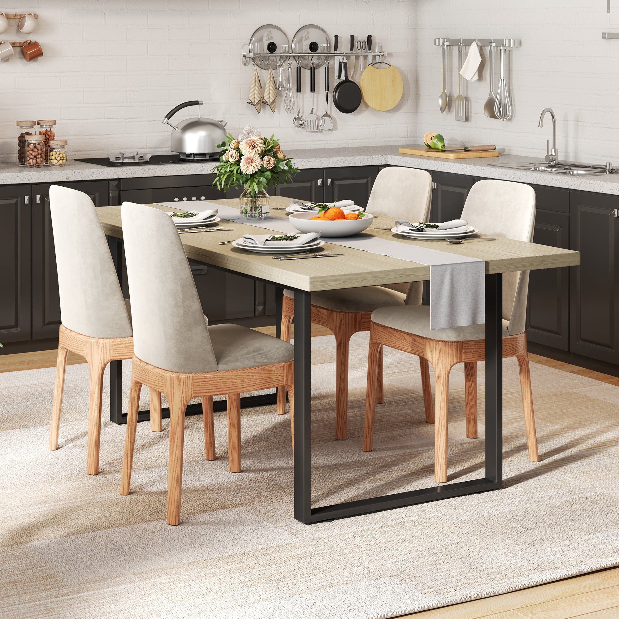 Logidon eettafel 160x80 cm industriële houtlook, metalen frame