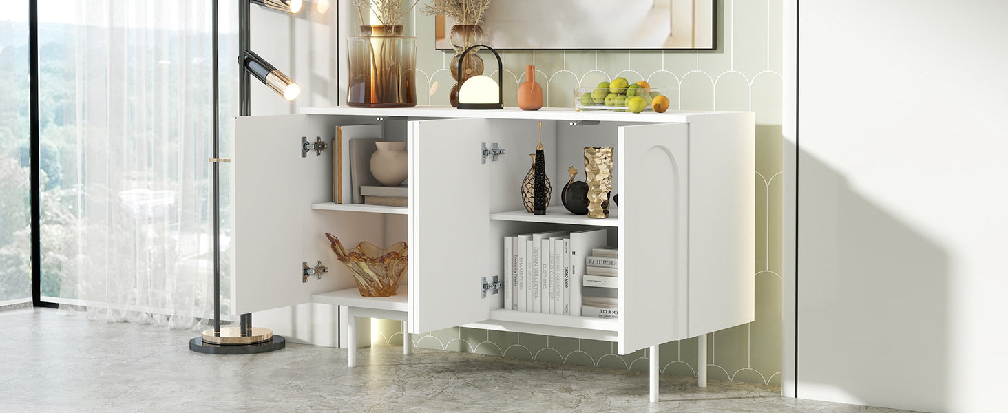 Logidon dressoir zuiver wit met 4 deuren in boogpatroon 140x42x80 cm