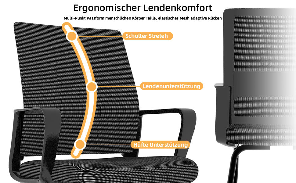 Logidon Minimalistische Bureaustoel Metalen Frame Mesh Rug Zwart