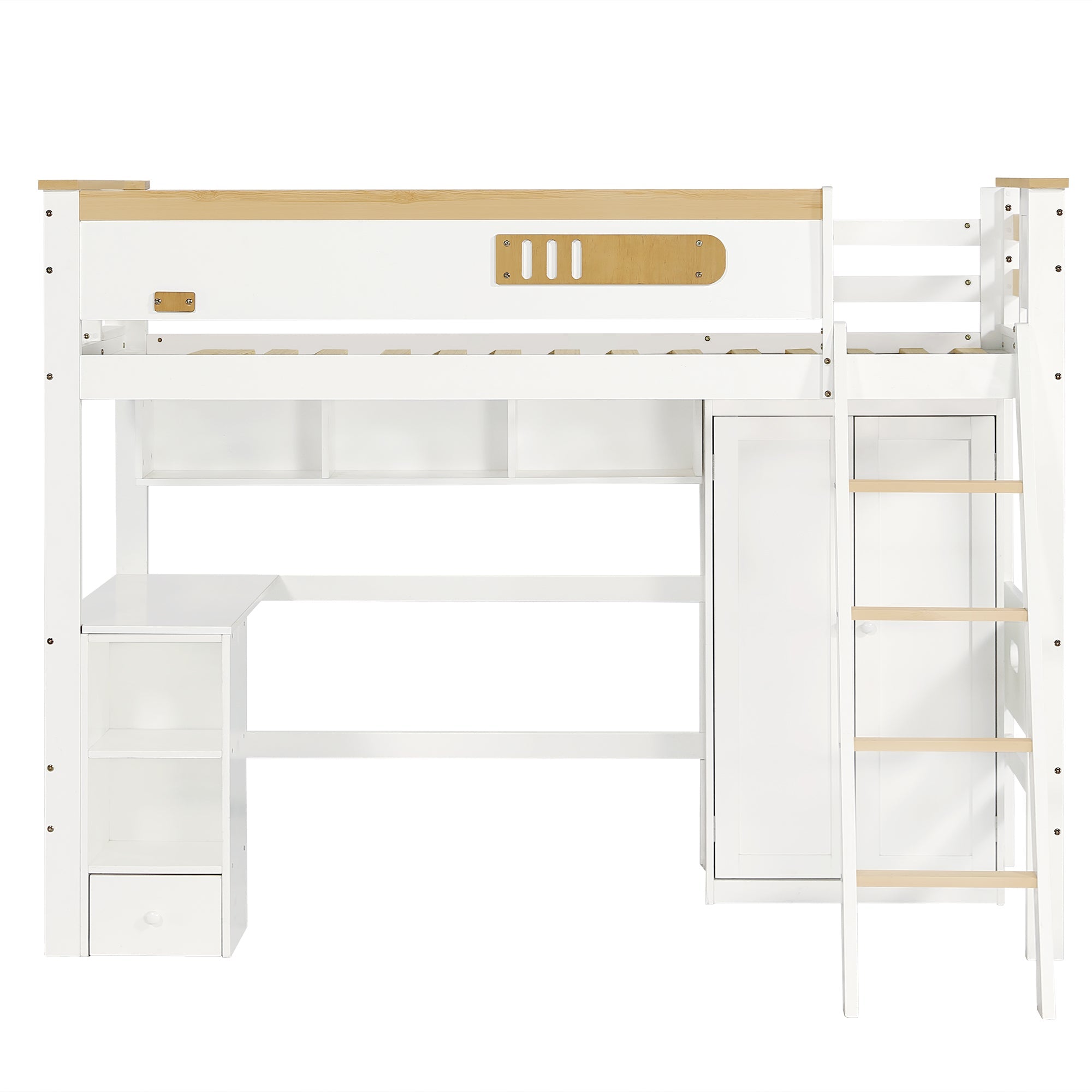 Logidon stapelbed 90x200 cm wit met valbeveiliging tafelkast