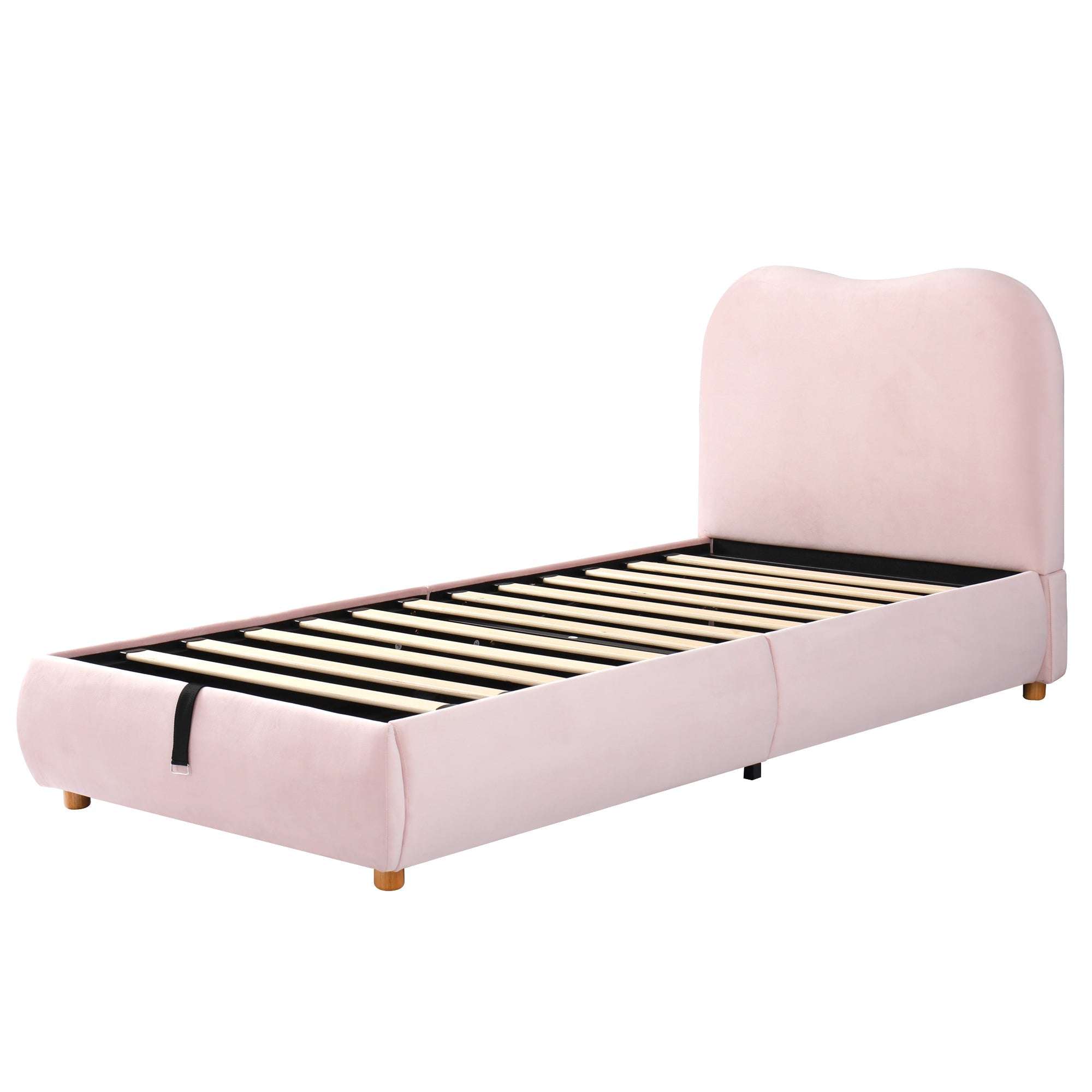 Logidon Gestoffeerd Bed Roze 90x200 cm Hydraulisch bed met opbergruimte