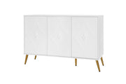 Logidon dressoir 3 deuren wit met 3D-snijpatroon en gouden poten