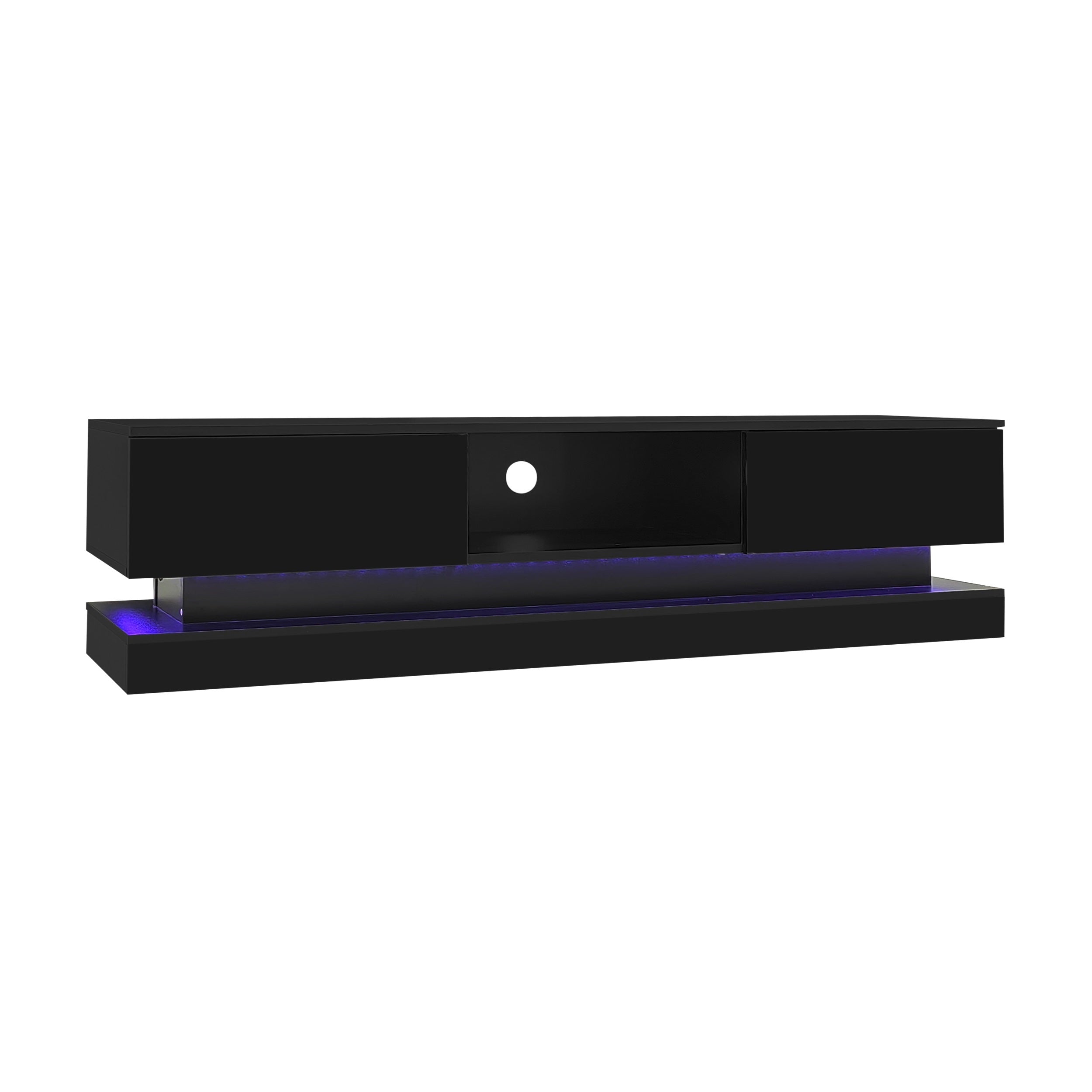 Logidon Zwart Hoogglans TV-meubel 160 CM Met LED 2 Laden