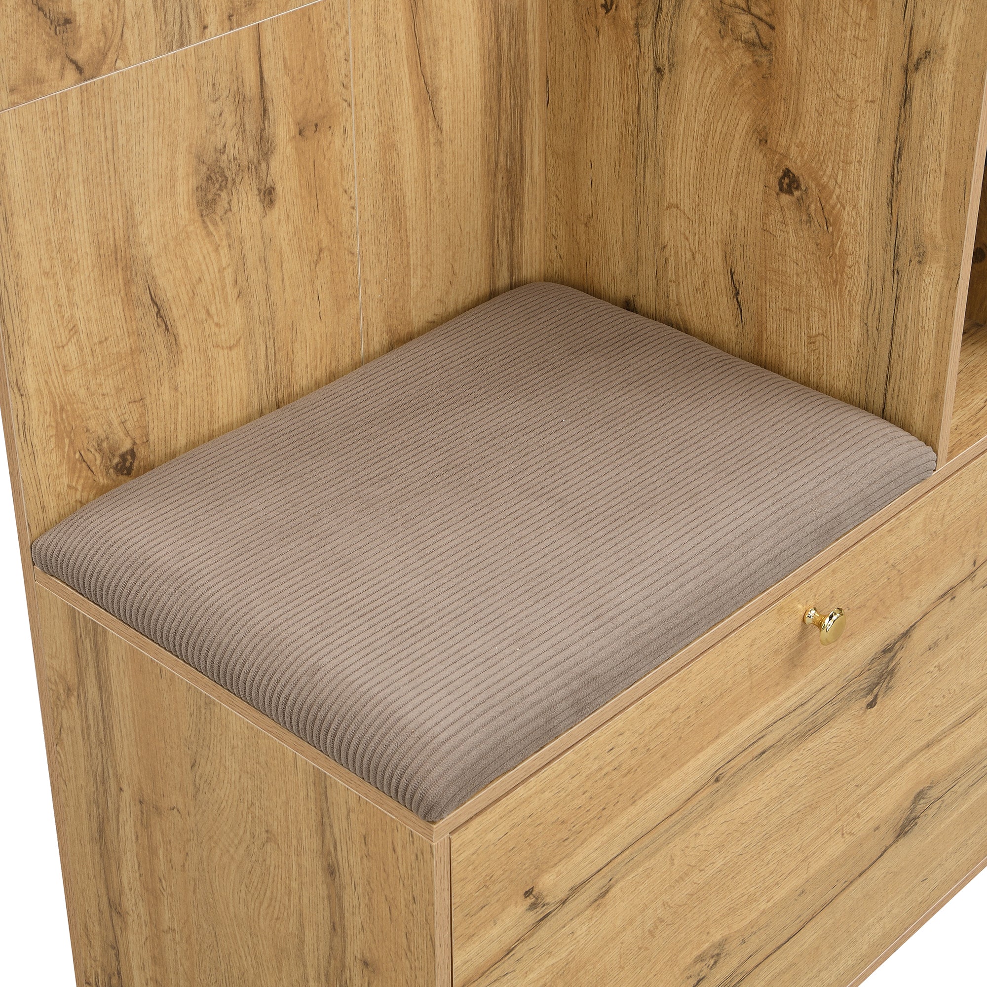 Logidon kledingkastset compacte kledingkast 110x185,5x37 cm natuurlijke MDF spiegel