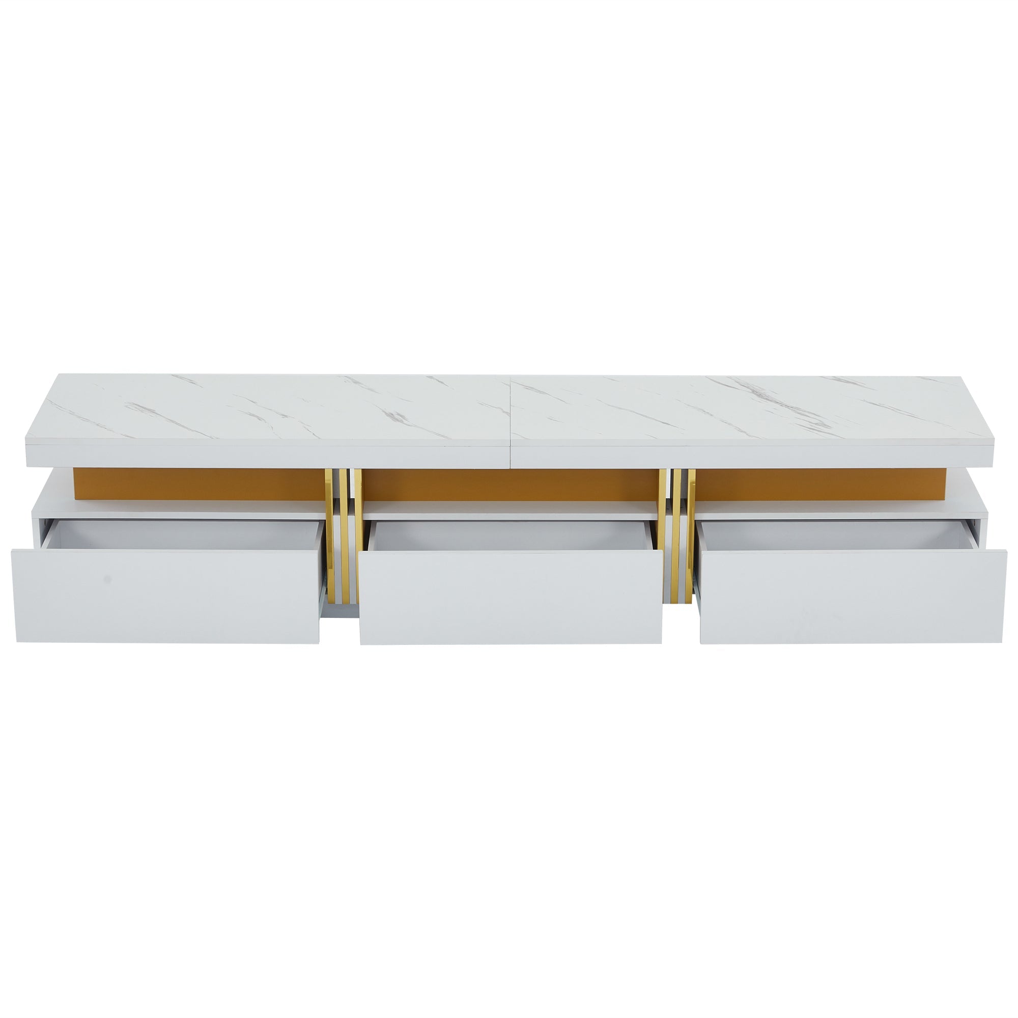 Logidon TV-meubel 200 cm marmerlook drie lades kabelmanagement