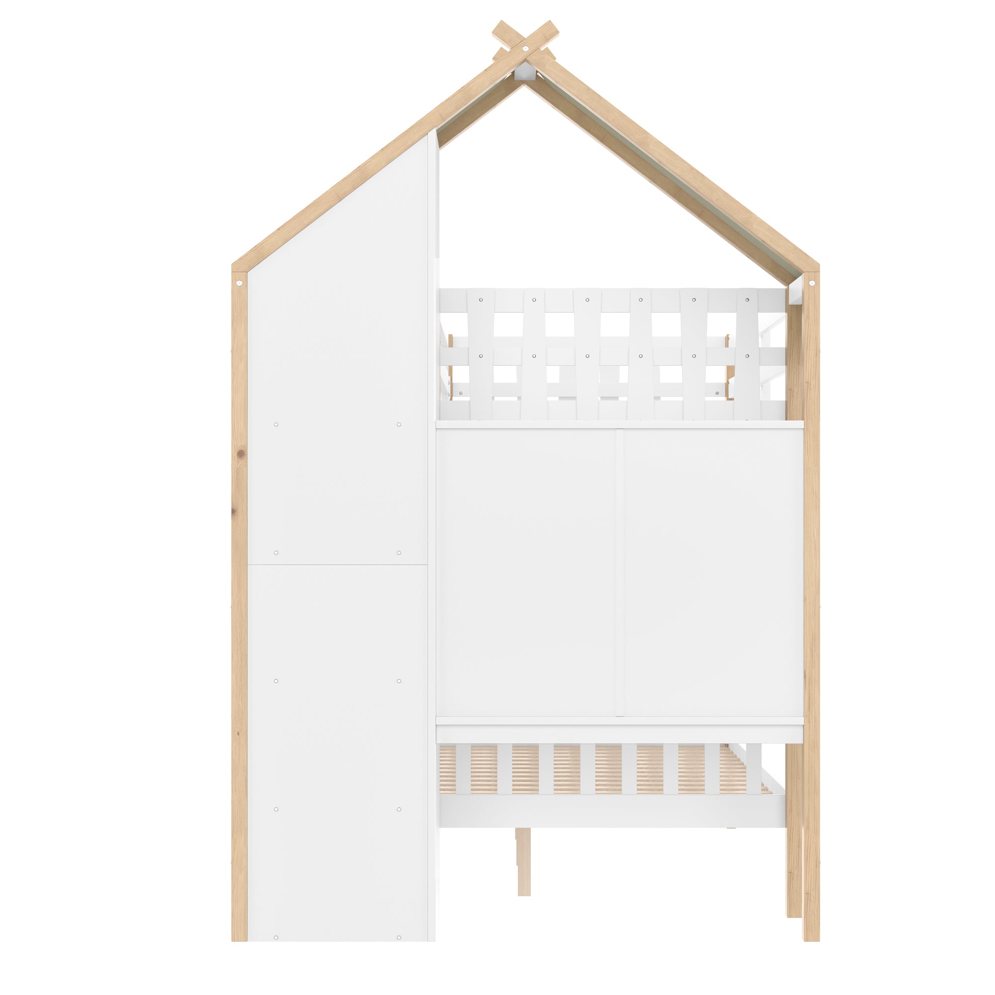 Logidon stapelbed 90x200 en 140x200 wit naturel met 2 lades