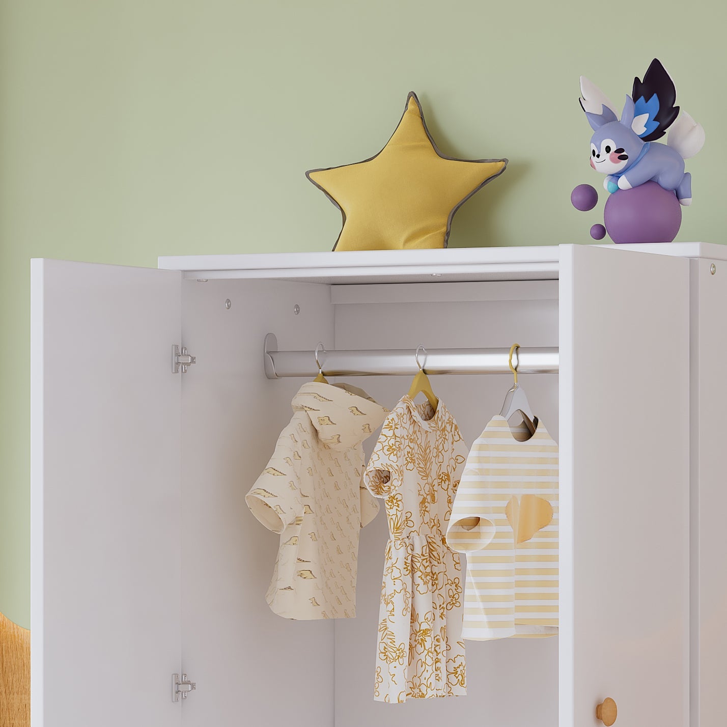 Logidon Small Wardrobe With Rod 2 Doors White MDF