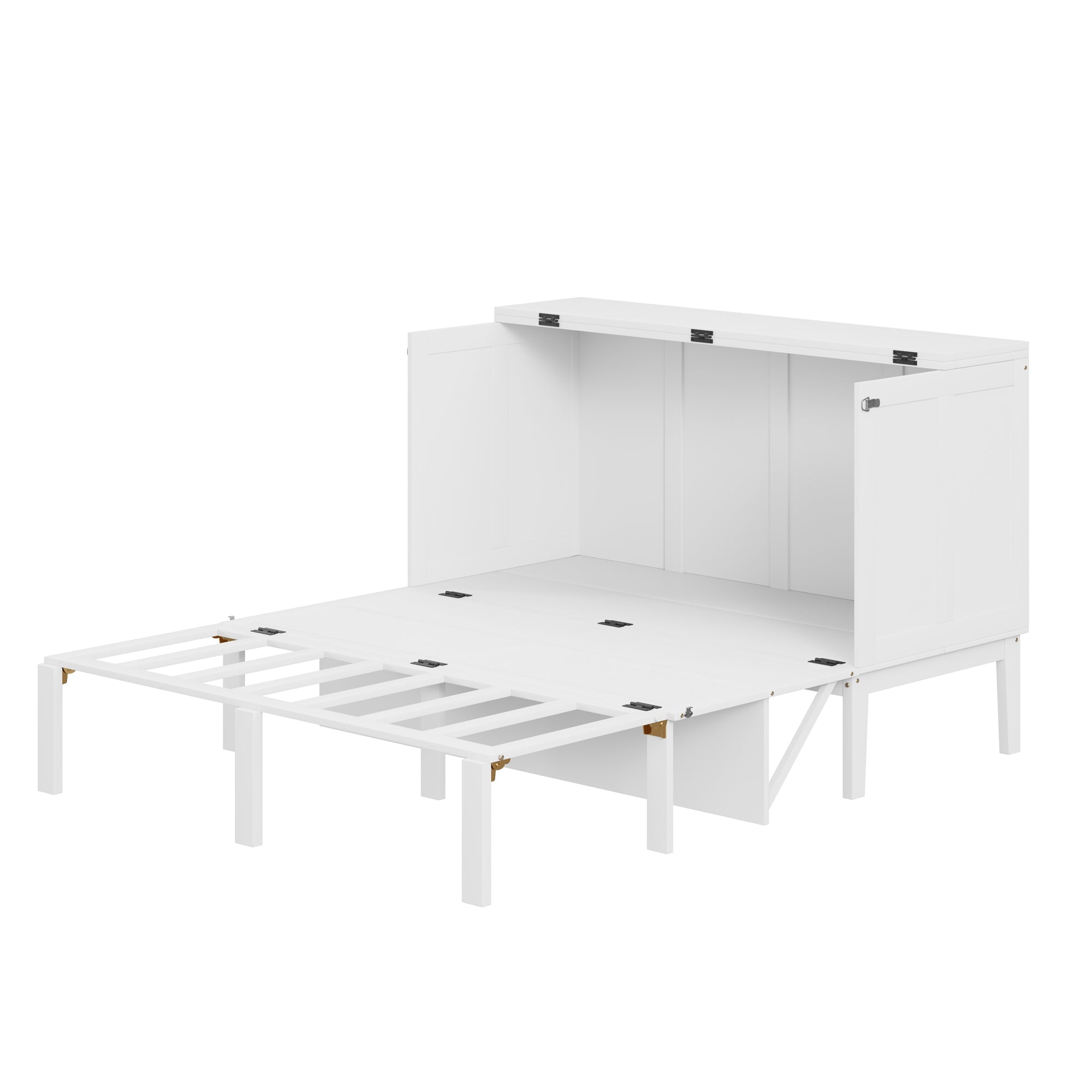 Logidon Murphy Bed 140x200 cm Verticaal Opklapbed met lattenbodem Wit
