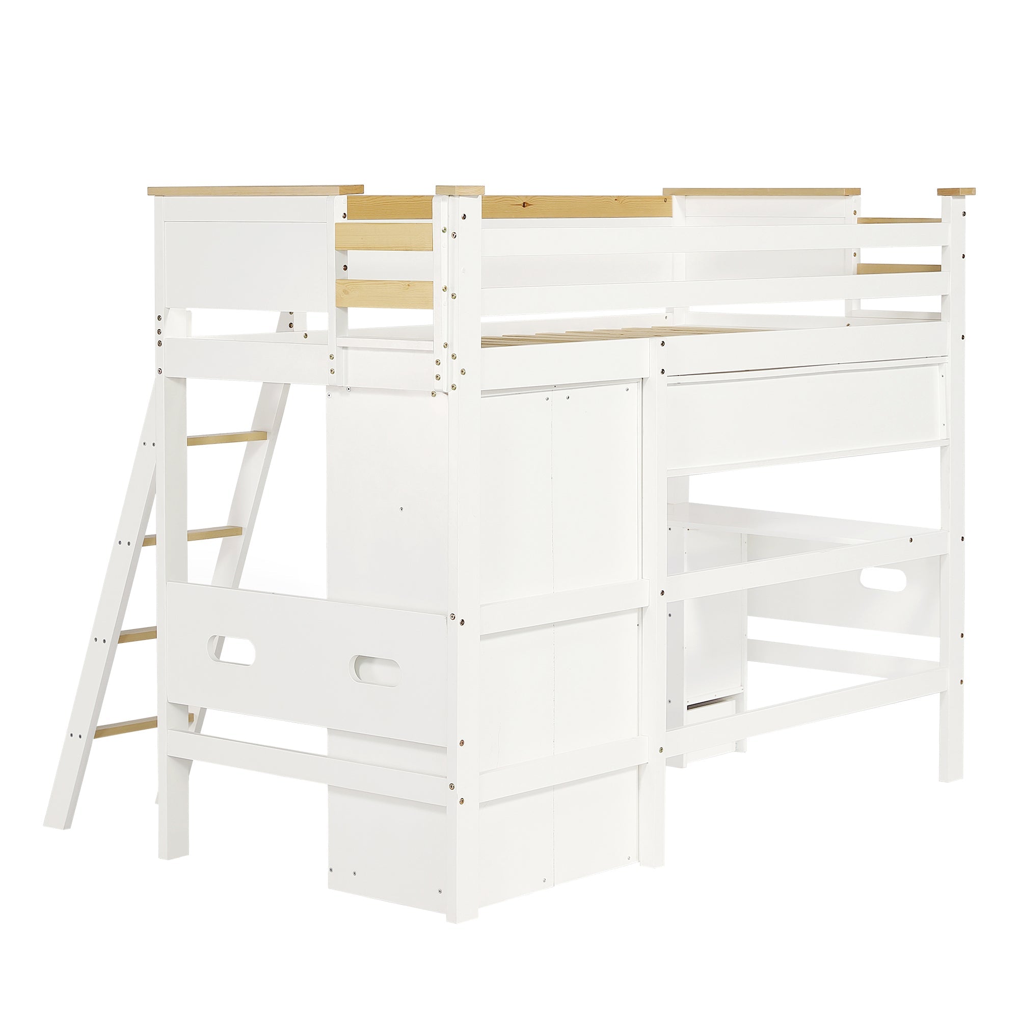 Logidon stapelbed 90x200 cm wit met valbeveiliging tafelkast