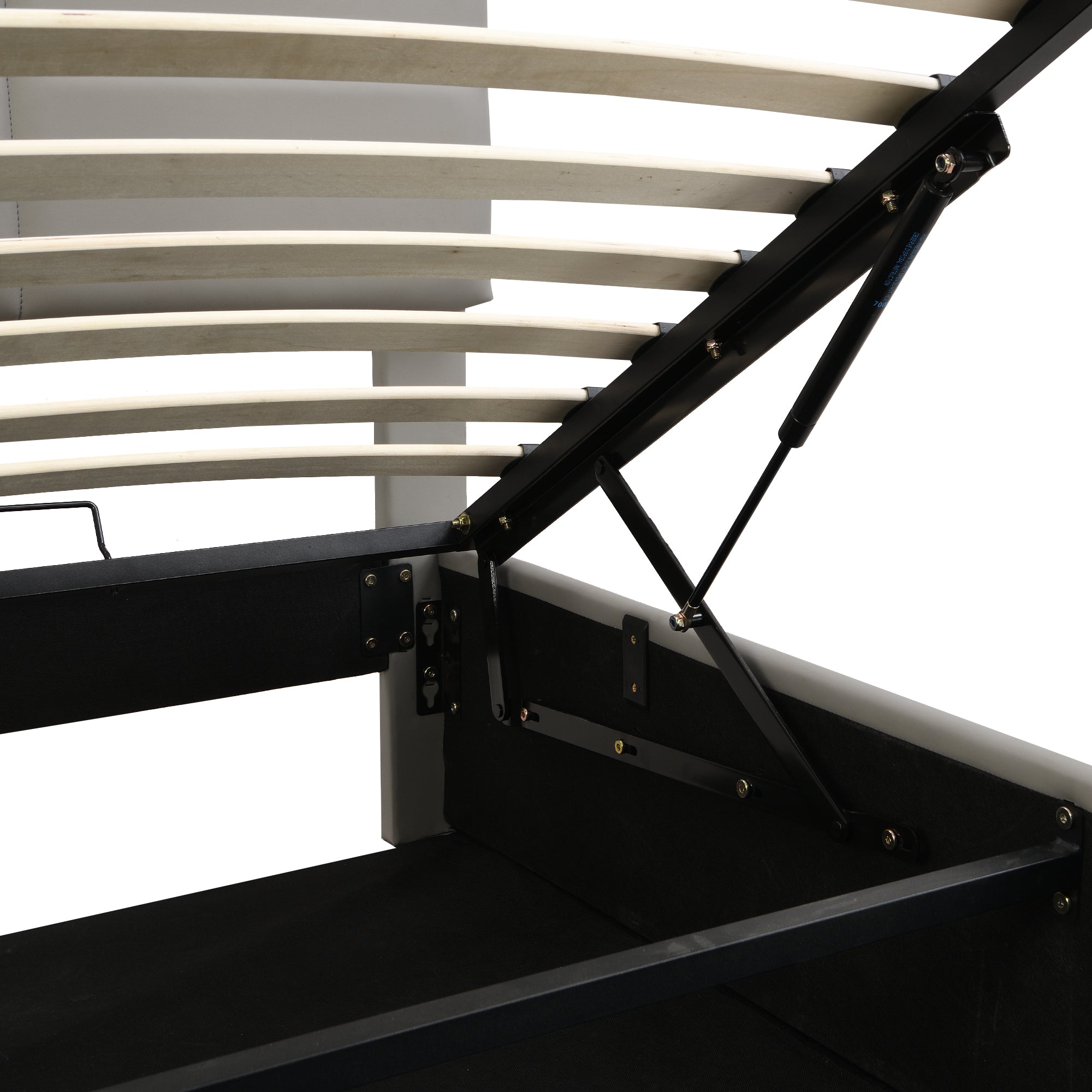 Logidon gestoffeerd bed 180x200 cm LED verlichting hydraulische bedbox cementgrijs