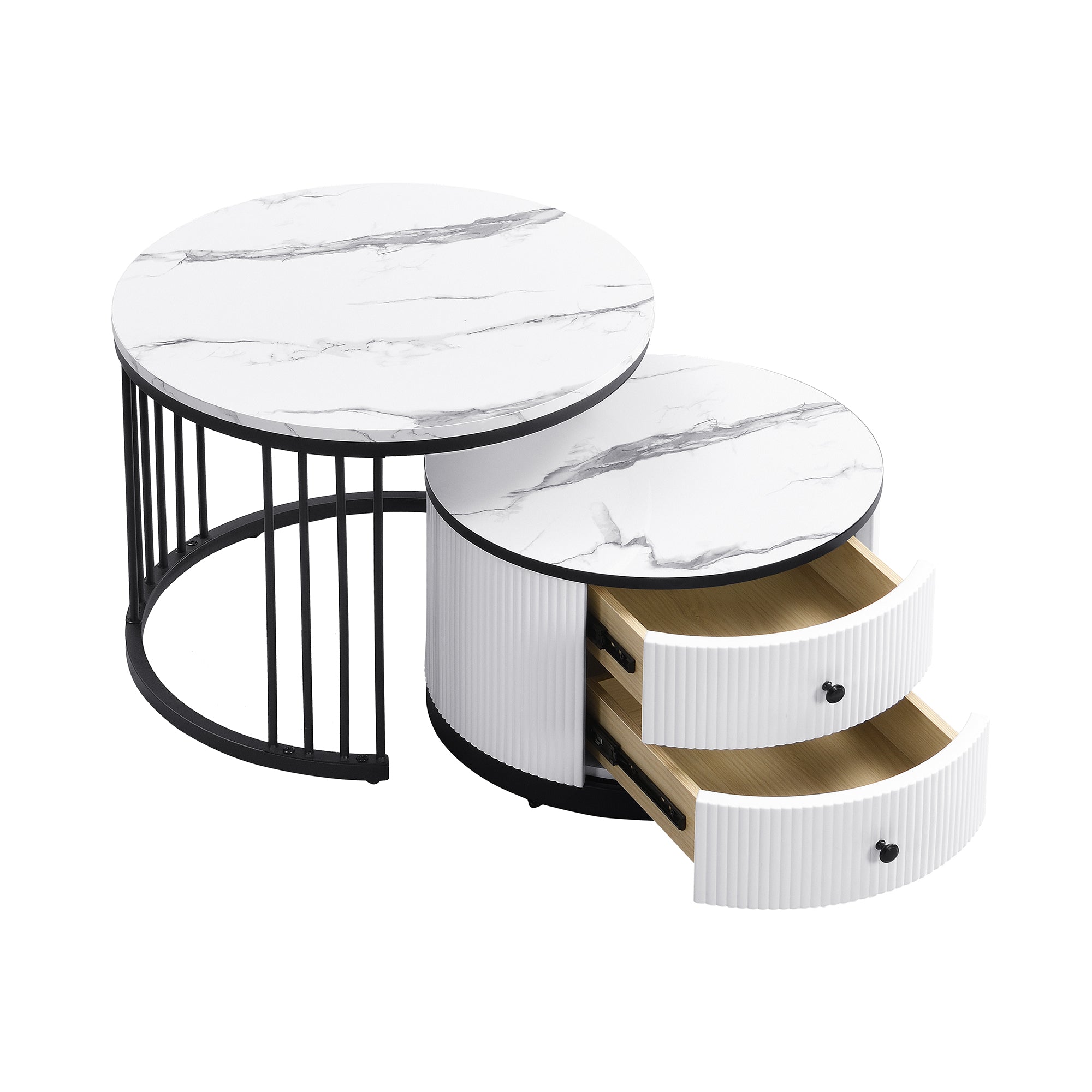 Logidon Elegante salontafelset in nestvorm wit 60x60 en 50x50