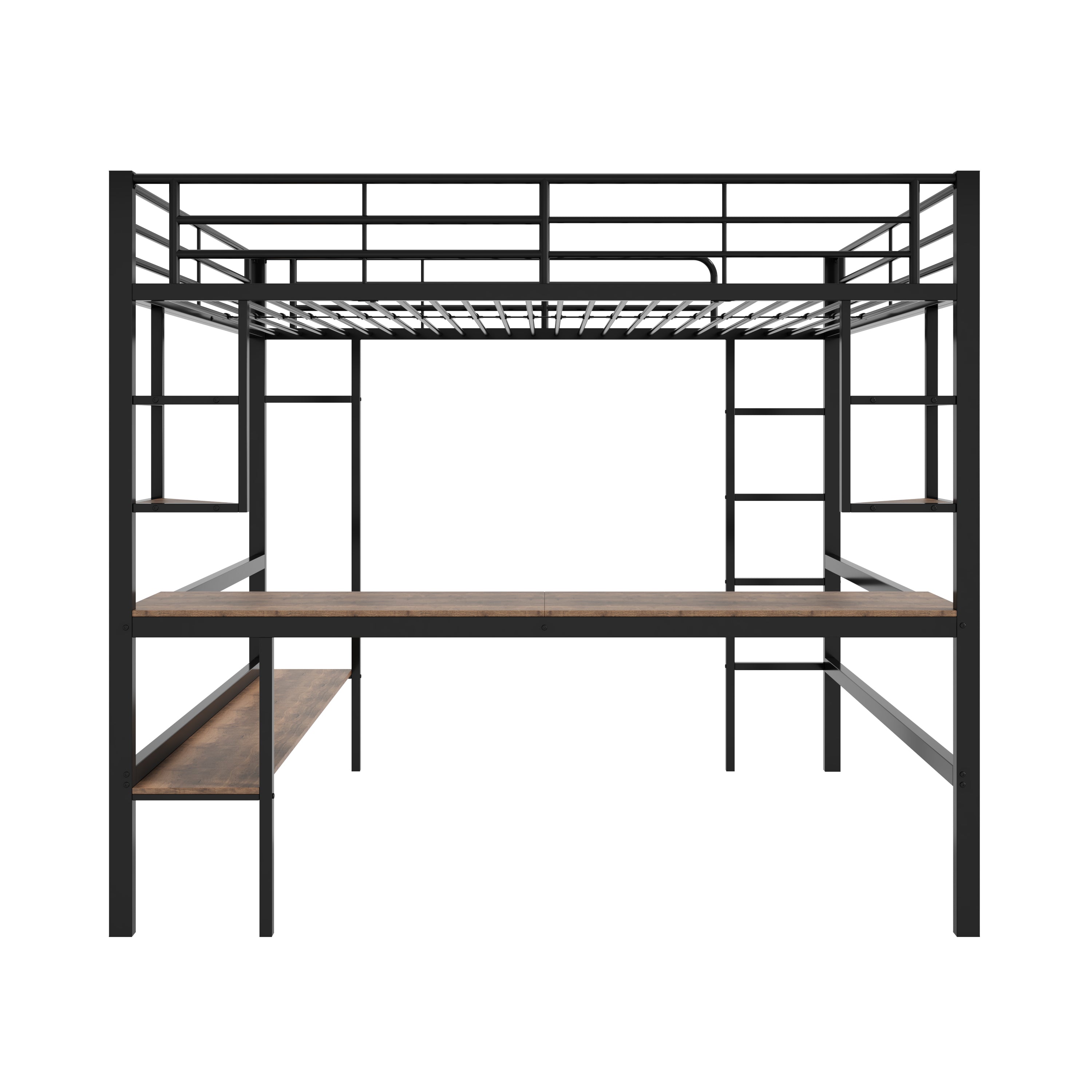 Logidon loft bed 140x200 black with desk and shelves