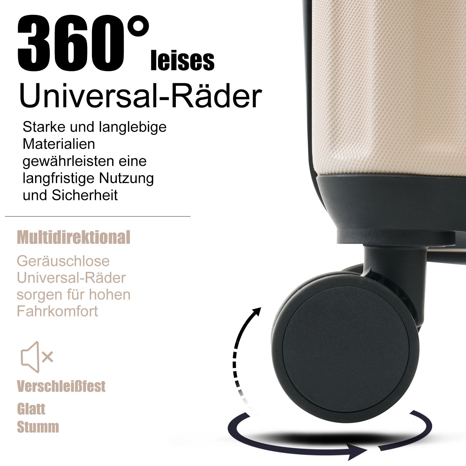 Logidon kofferset S-M-L-XL harde koffer 4 wielen beige