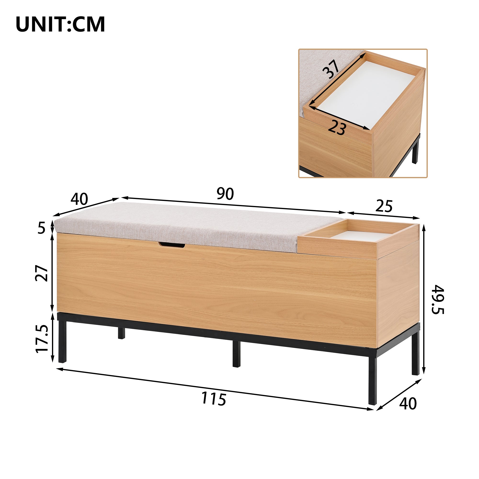 Logidon schoenenbank opbergbank naturel 115 x 40 x 49,5 cm