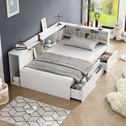 Logidon kinderbed 90x200 cm wit met opbergruimte en boekenkast