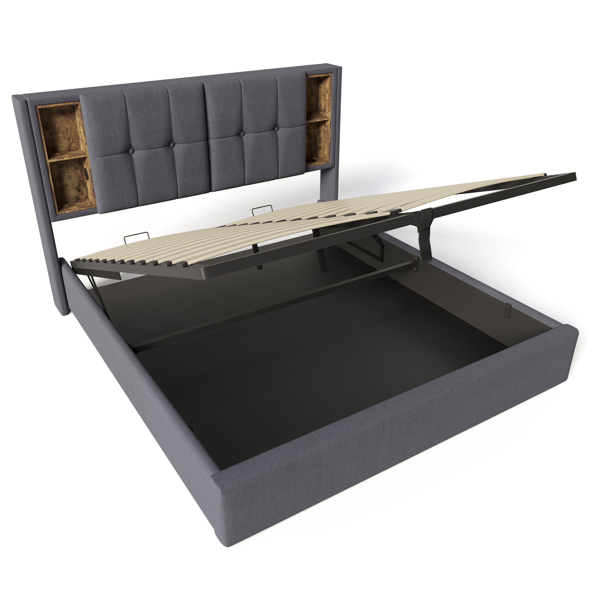 Logidon tweepersoonsbed 160x200 cm met draadloos opladen USB C gestoffeerd bed