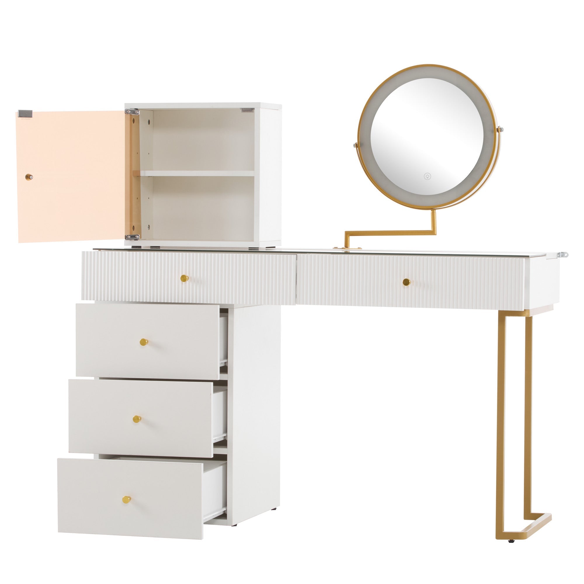 Logidon Kaptafelset met LED-spiegelglasblad Wit 120x45x115