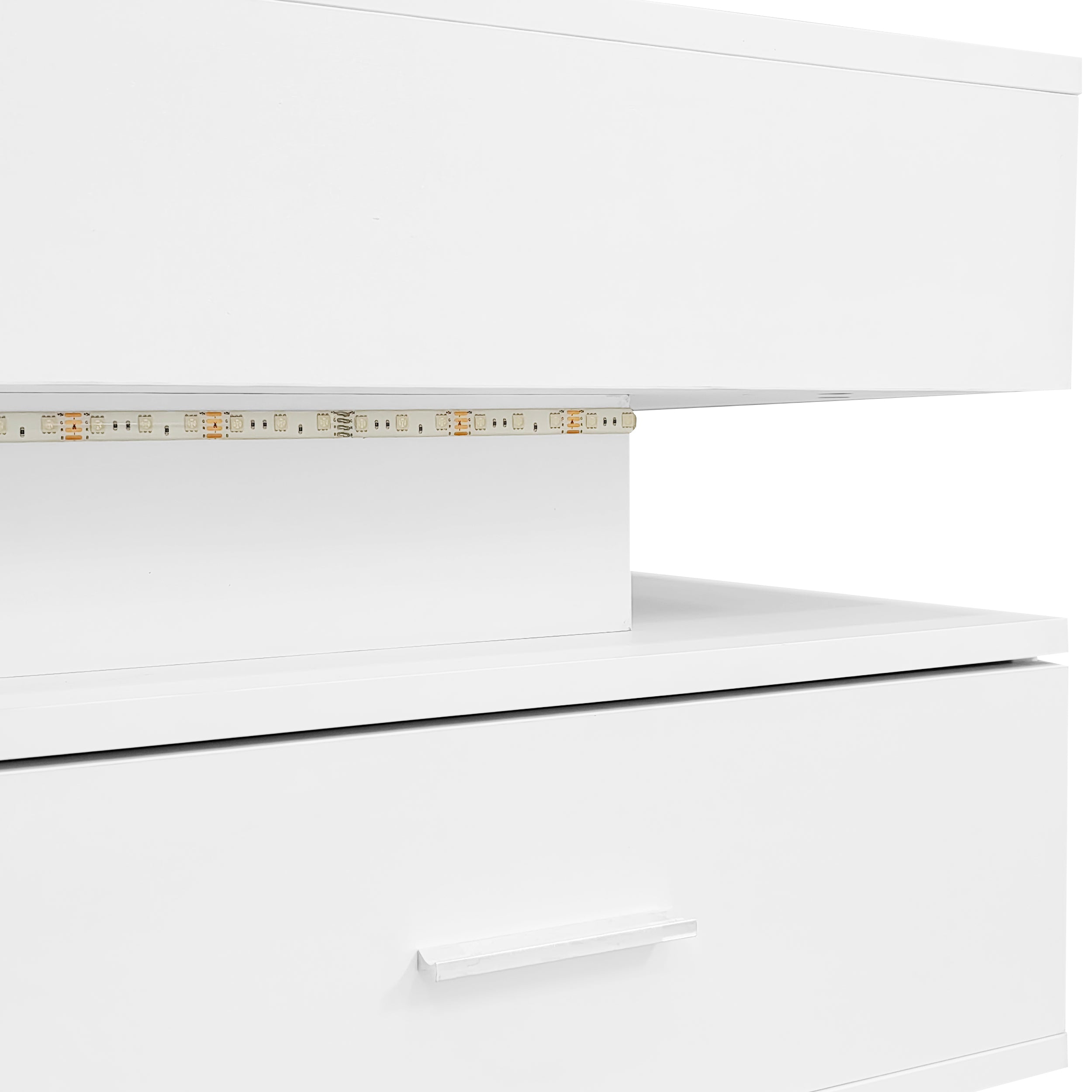 Logidon Hydraulisch in hoogte verstelbare salontafel 100x50x44 cm Wit LED