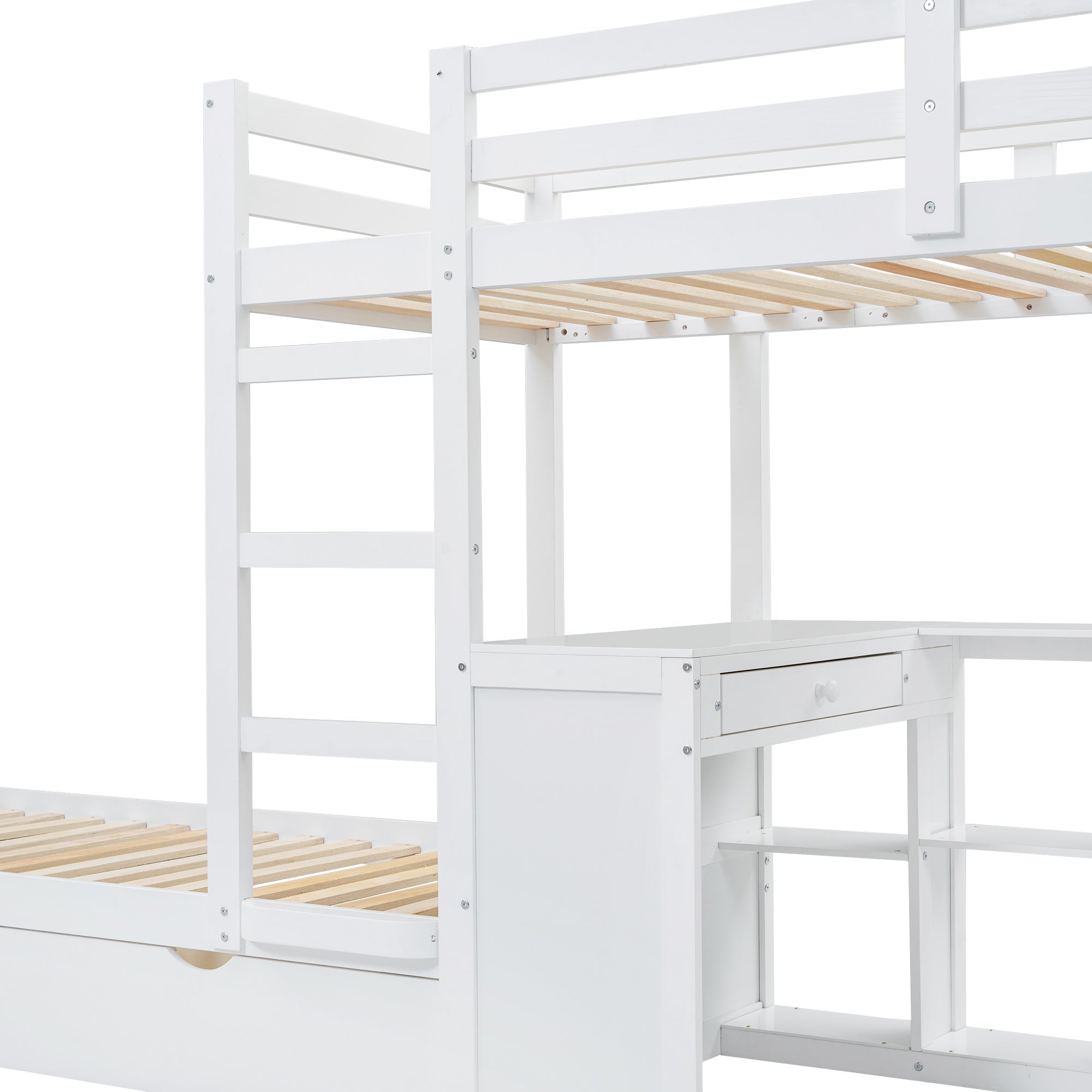 Logidon stapelbed 90x200 cm witte drietrapsladder met bureau