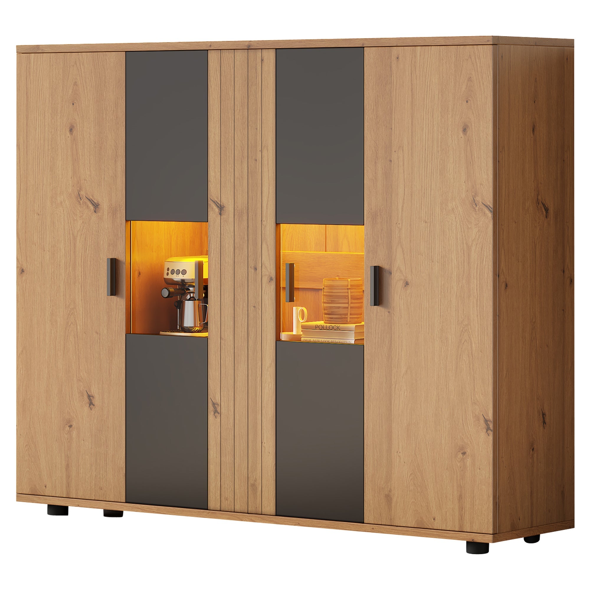 Logidon sideboard 140 x 35 x 113 cm Adjustable dividers 4 doors