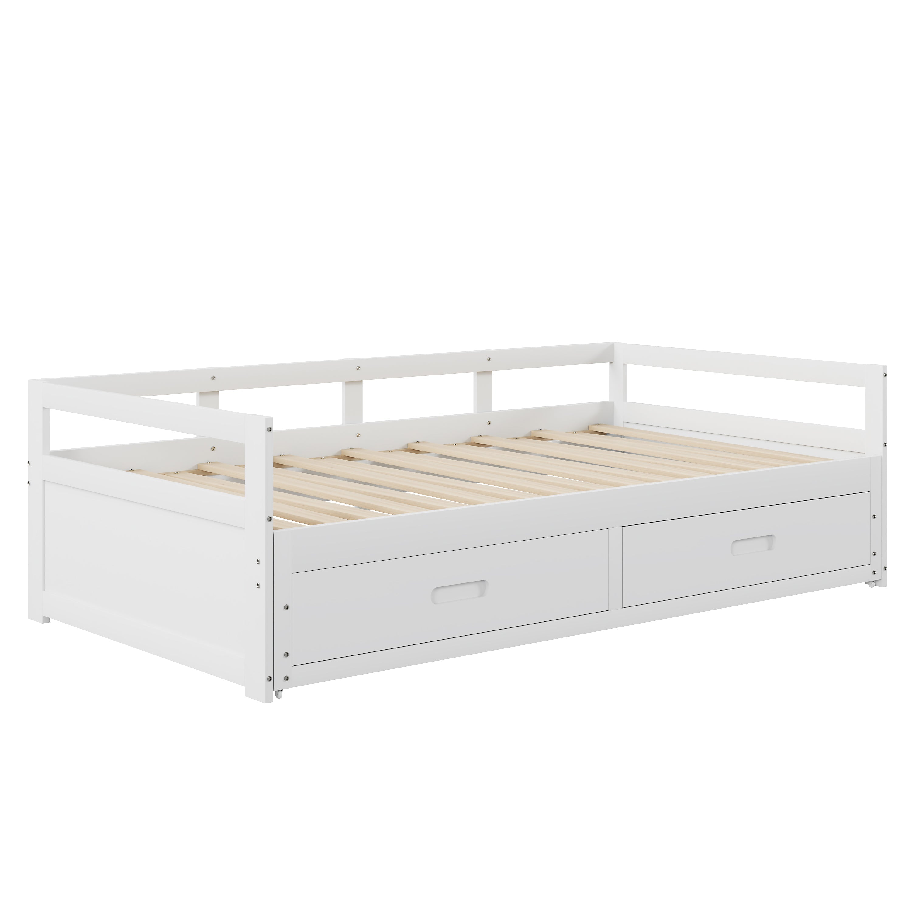Logidon Uitschuifbare slaapbank met lades 90/180 x 200 cm wit