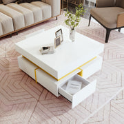 Logidon high gloss coffee table with drawers and gold accents