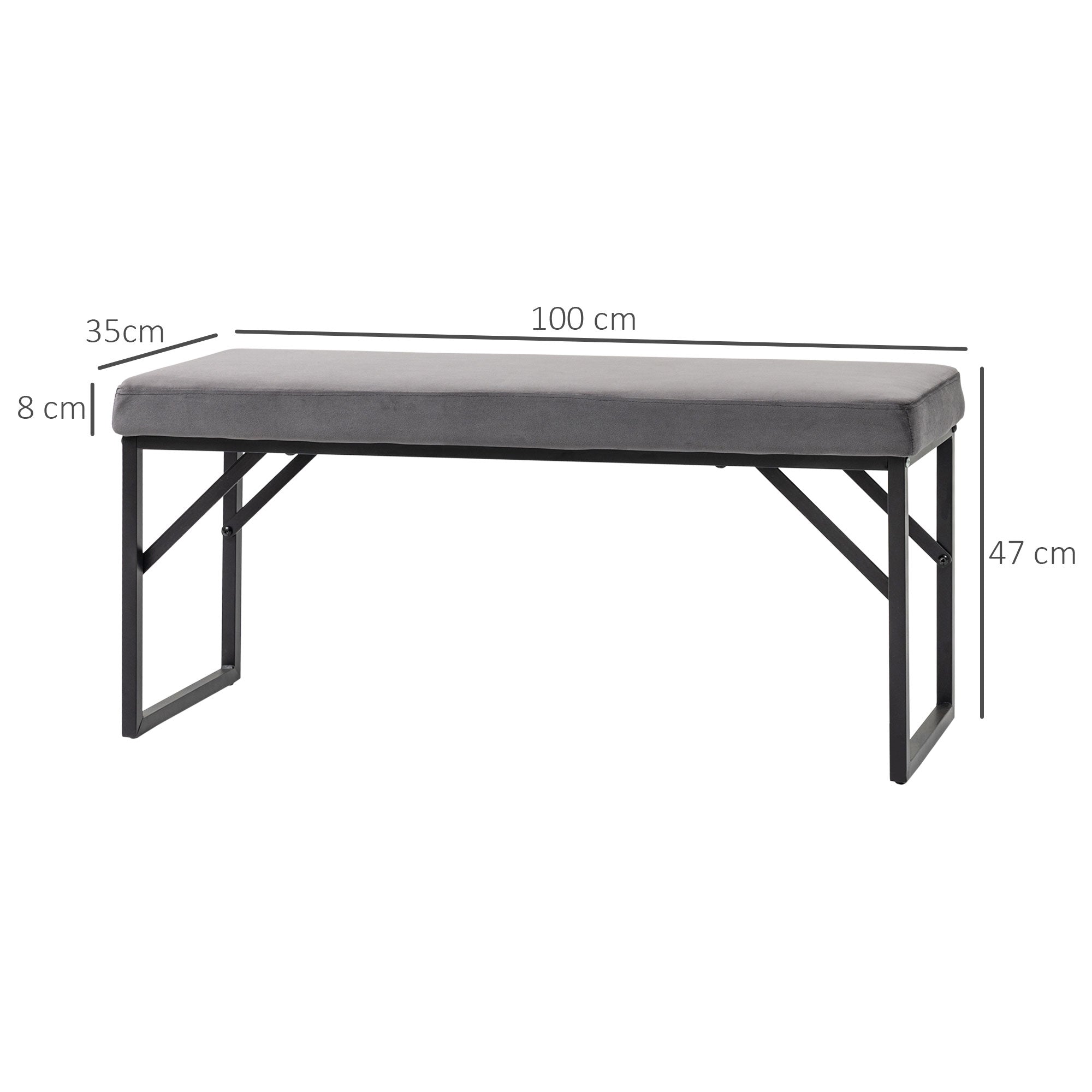 Logidon gestoffeerde bank fluweellook donkergrijs 100x35x47 cm