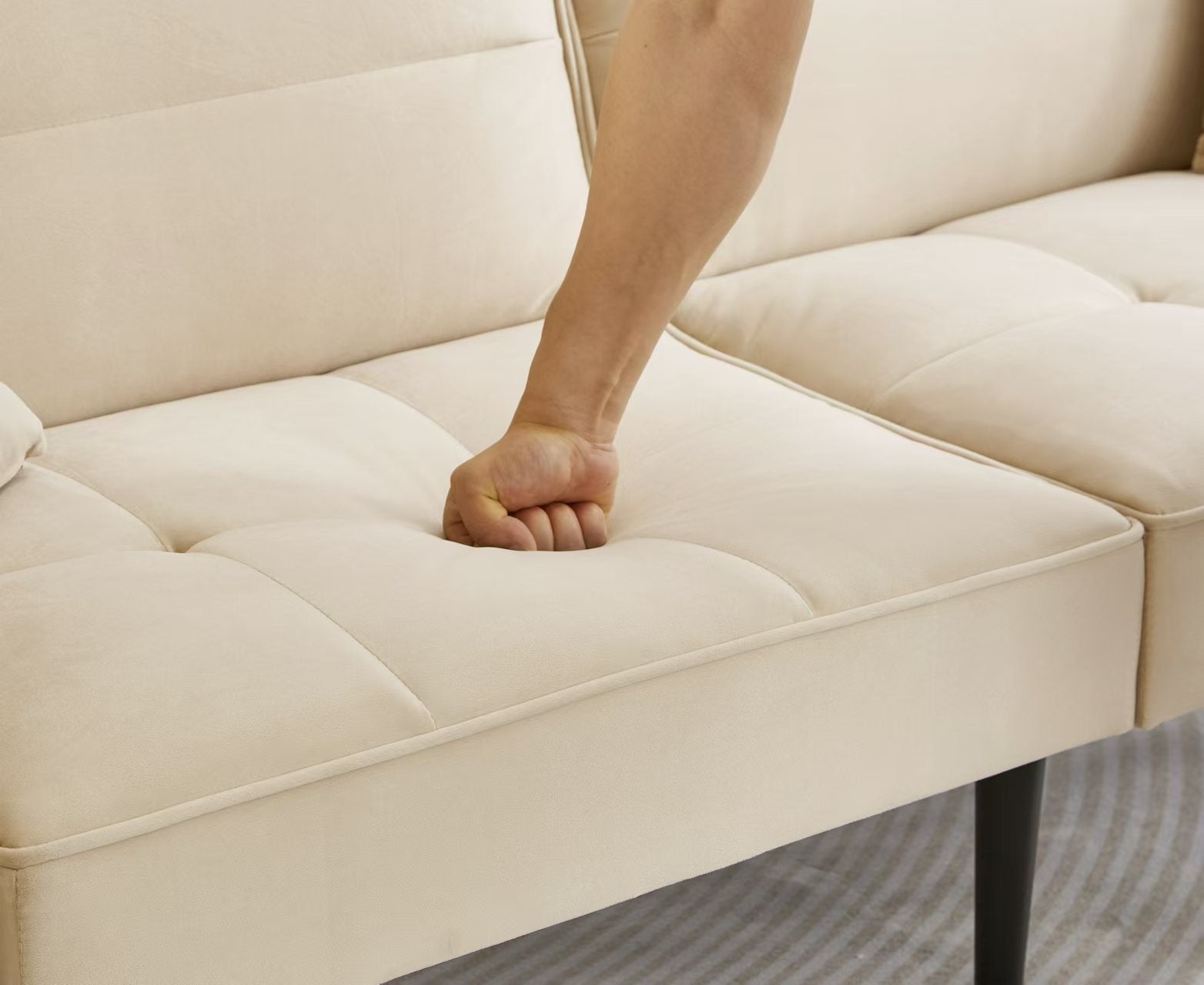 Logidon 2-in-1 slaapbank beige fluwelen hoes verstelbare tweezits