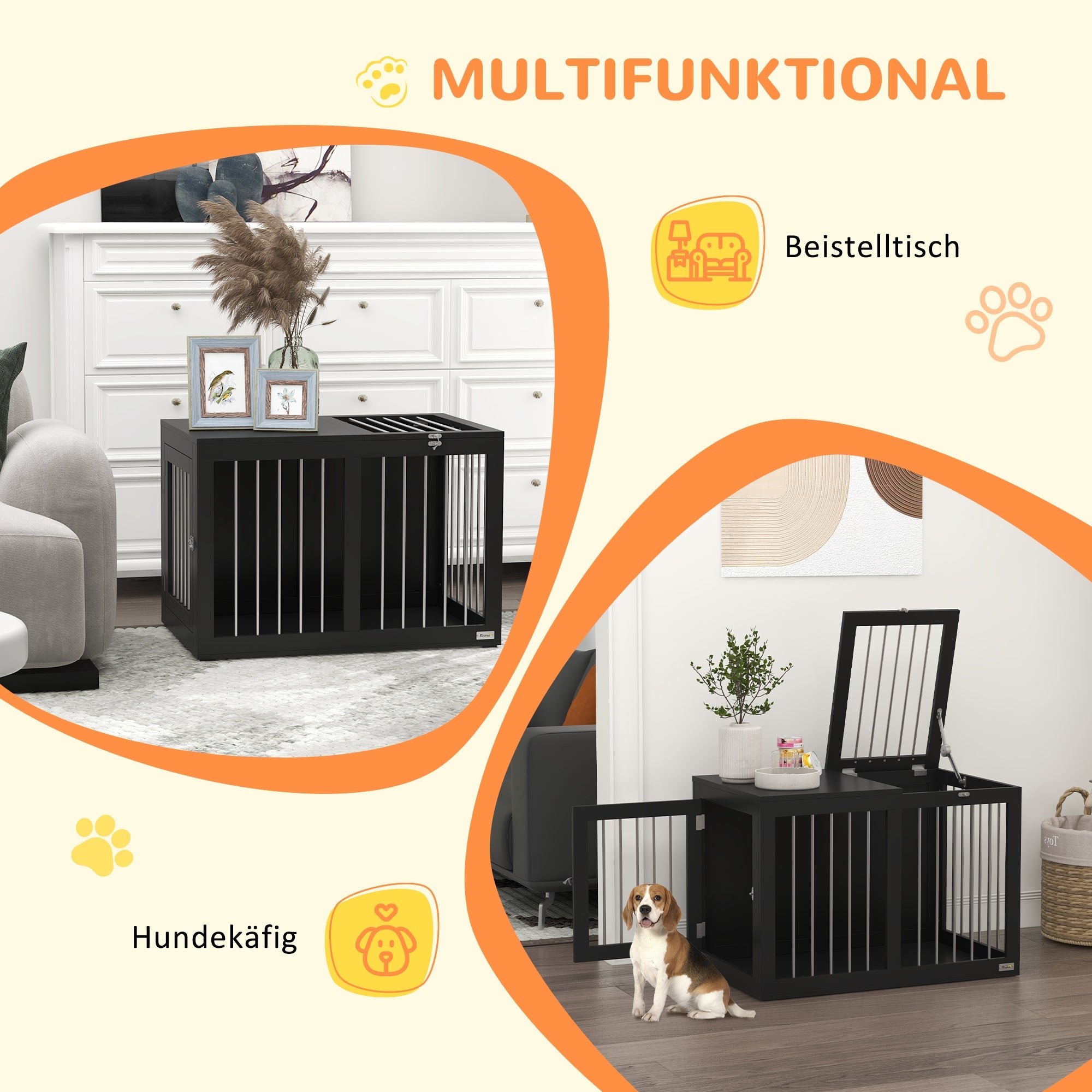 Logidon Hondenbox Zwart 80x50x56 cm met deuren voor middelgrote honden