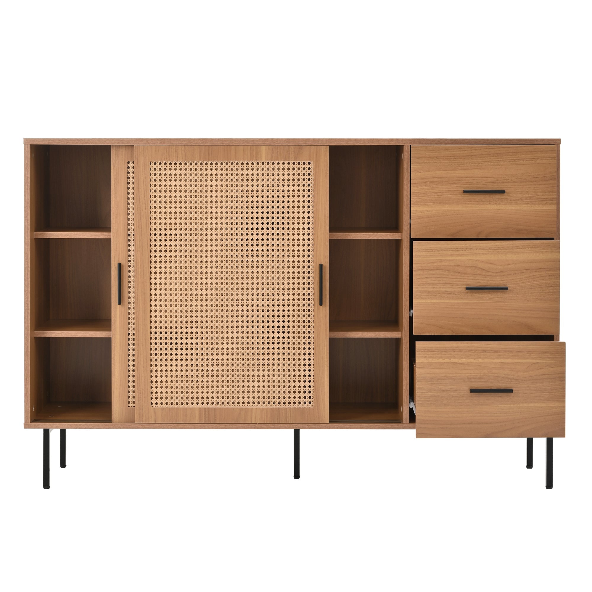 Logidon dressoir naturel 140x37x91cm met 2 schuifdeuren en 3 lades