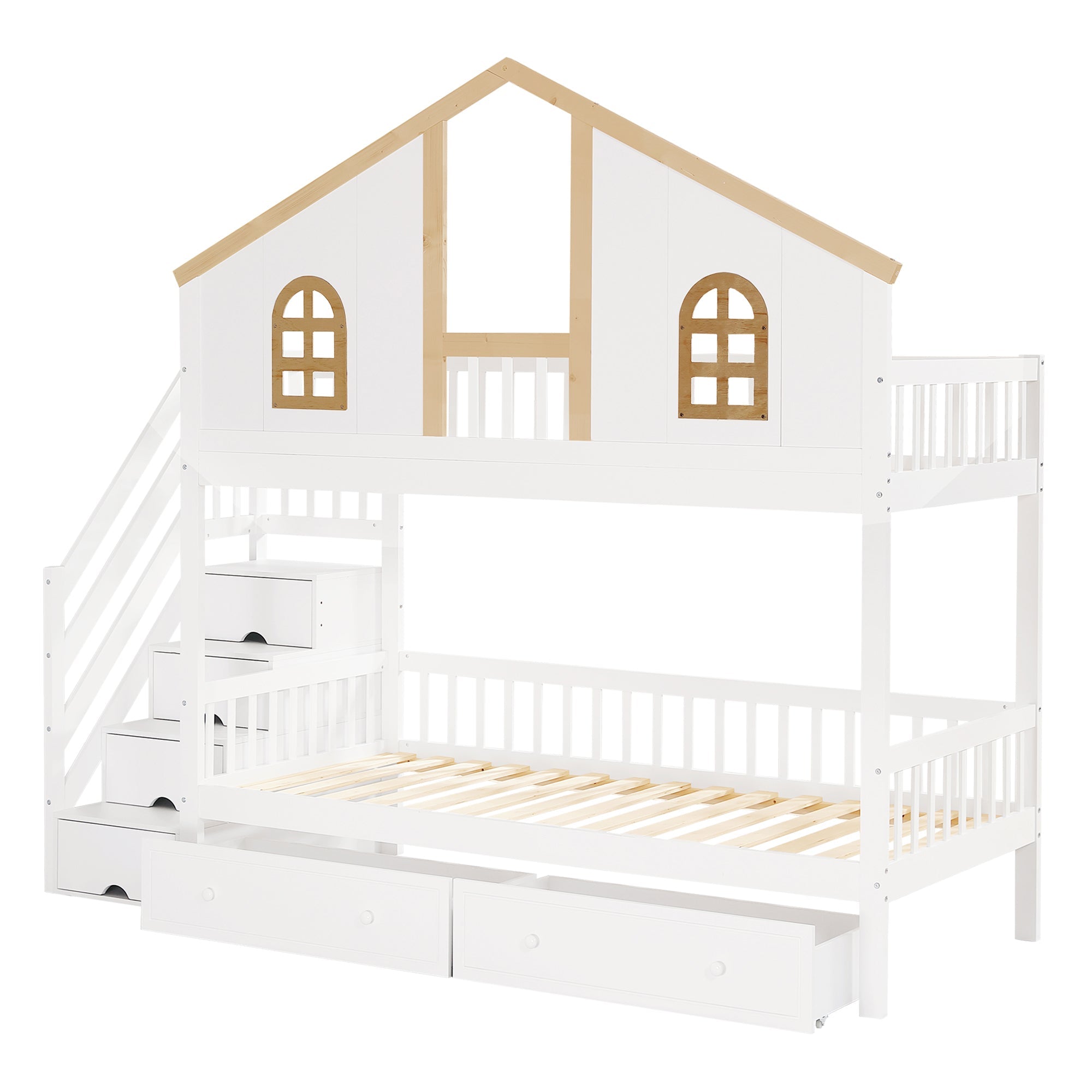 Logidon stapelbed kinderbed wit naturel 90x200 cm met raam