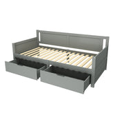 Logidon Sofa Bed 90x200 Gray With Two Storage Compartments Solid Wood Frame
