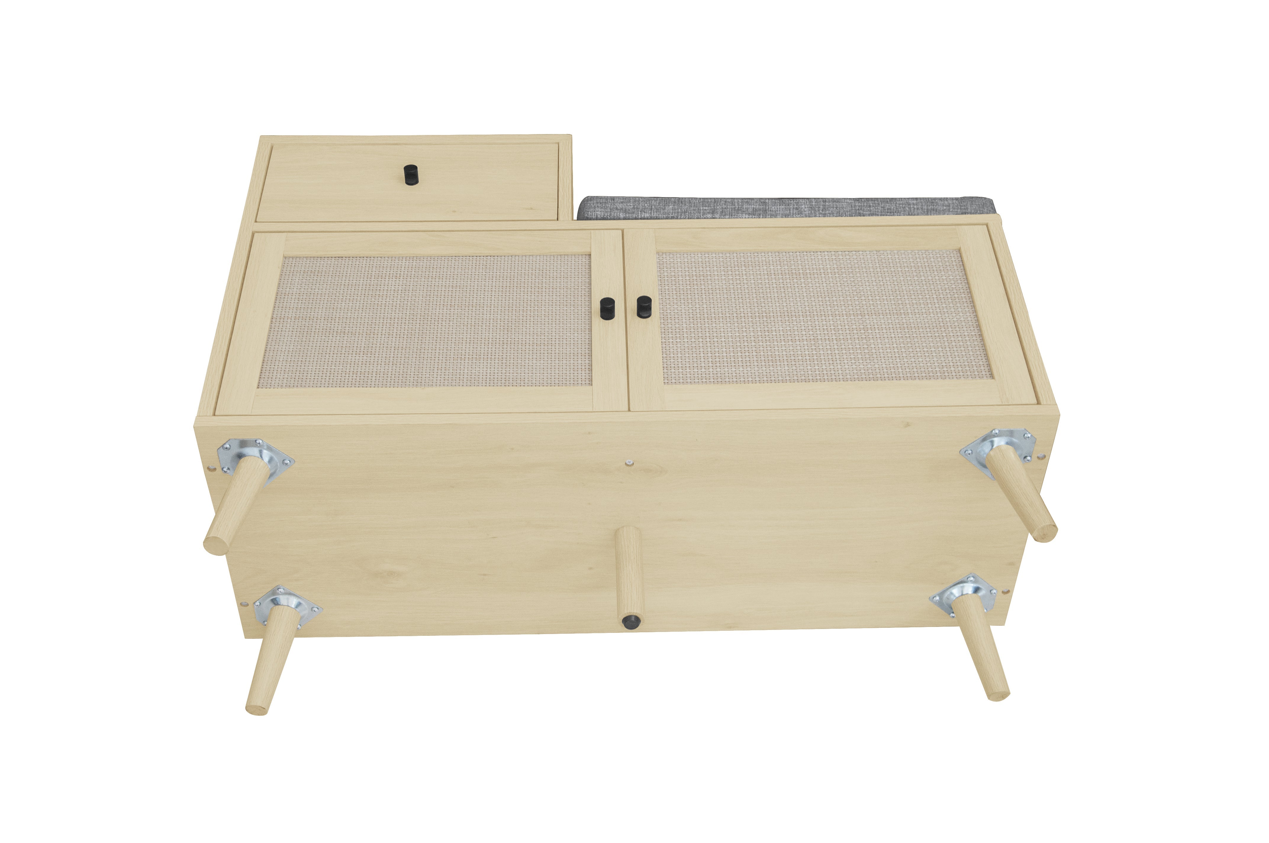 Logidon Boho shoe bench with rattan doors and drawer 90x35x65 cm
