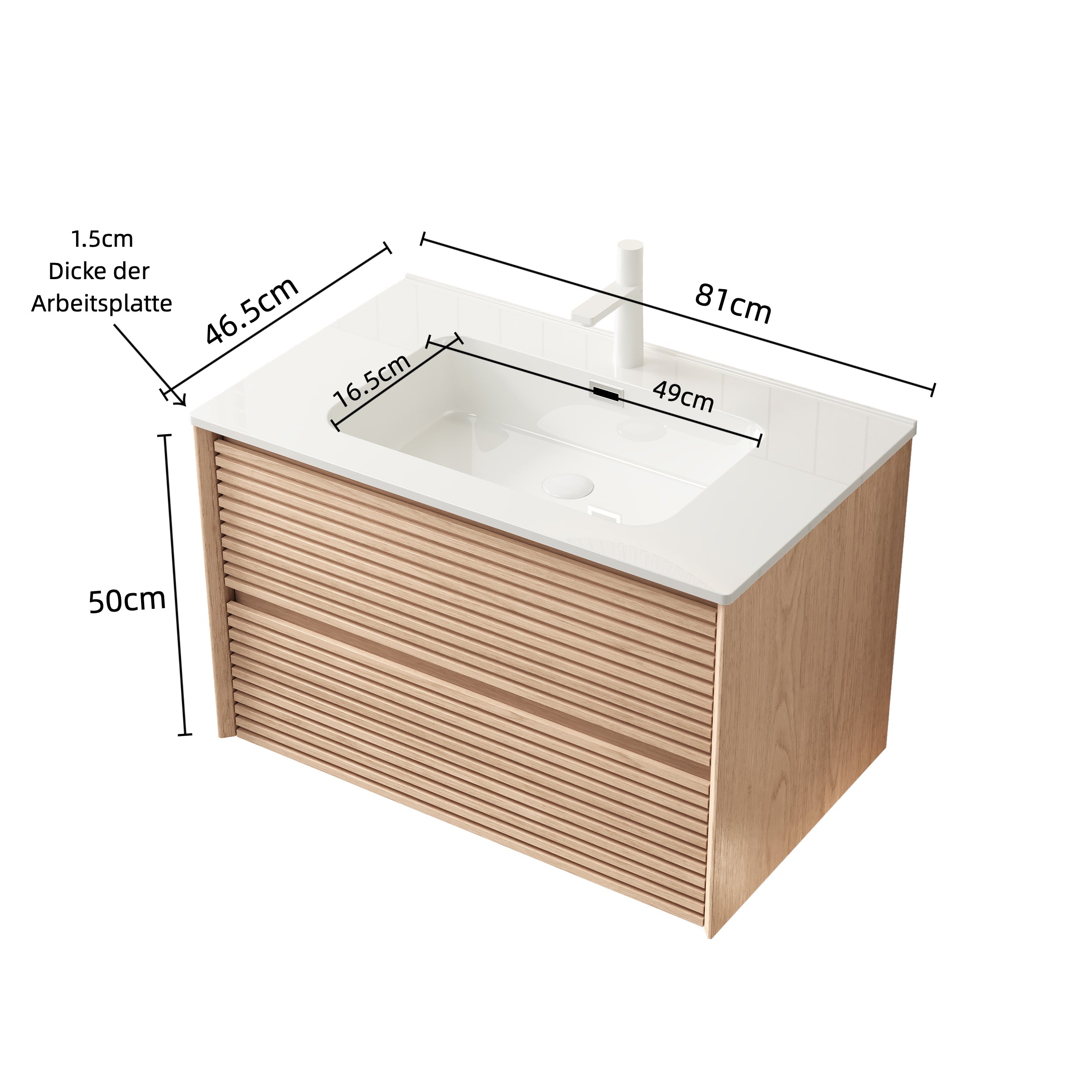 Logidon 81 cm wandwastafel met witte keramische voet walnoot